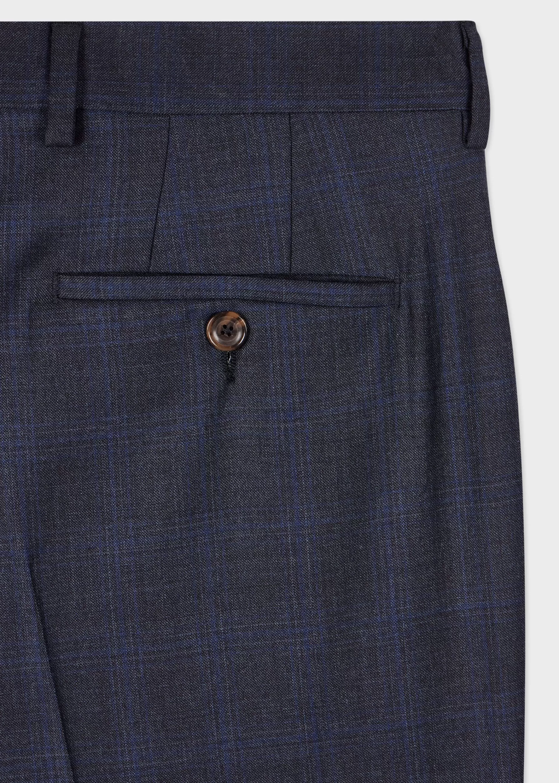 The Soho - Tailored-Fit Dark Blue Check Wool Three-Piece Suit>Paul Smith New