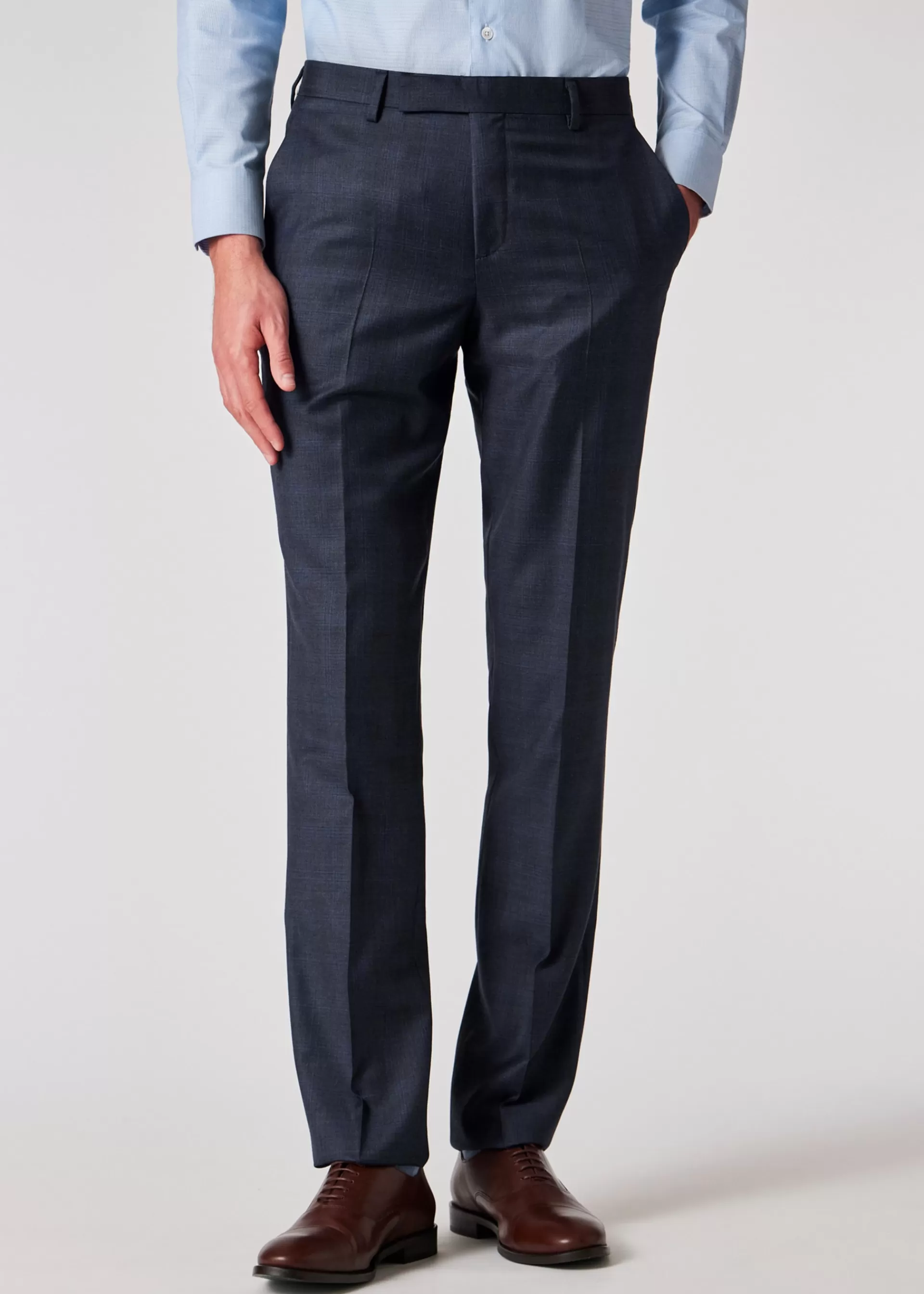 The Soho - Tailored-Fit Dark Blue Check Wool Three-Piece Suit>Paul Smith New