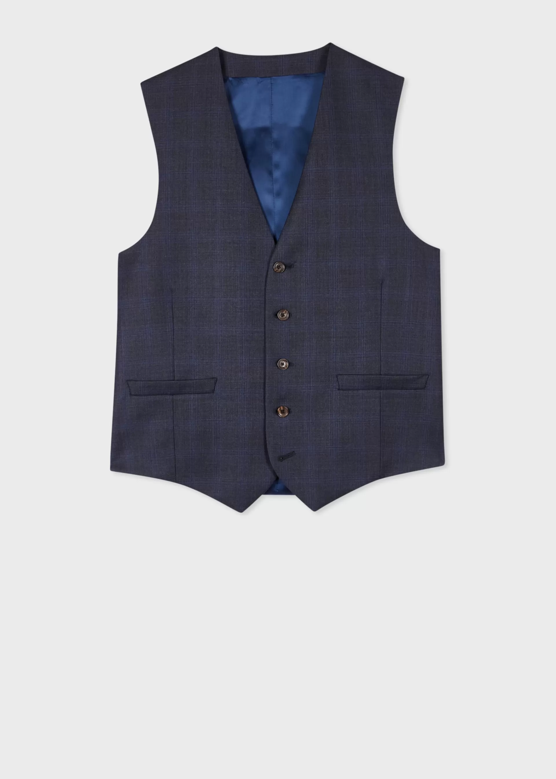 The Soho - Tailored-Fit Dark Blue Check Wool Three-Piece Suit>Paul Smith New
