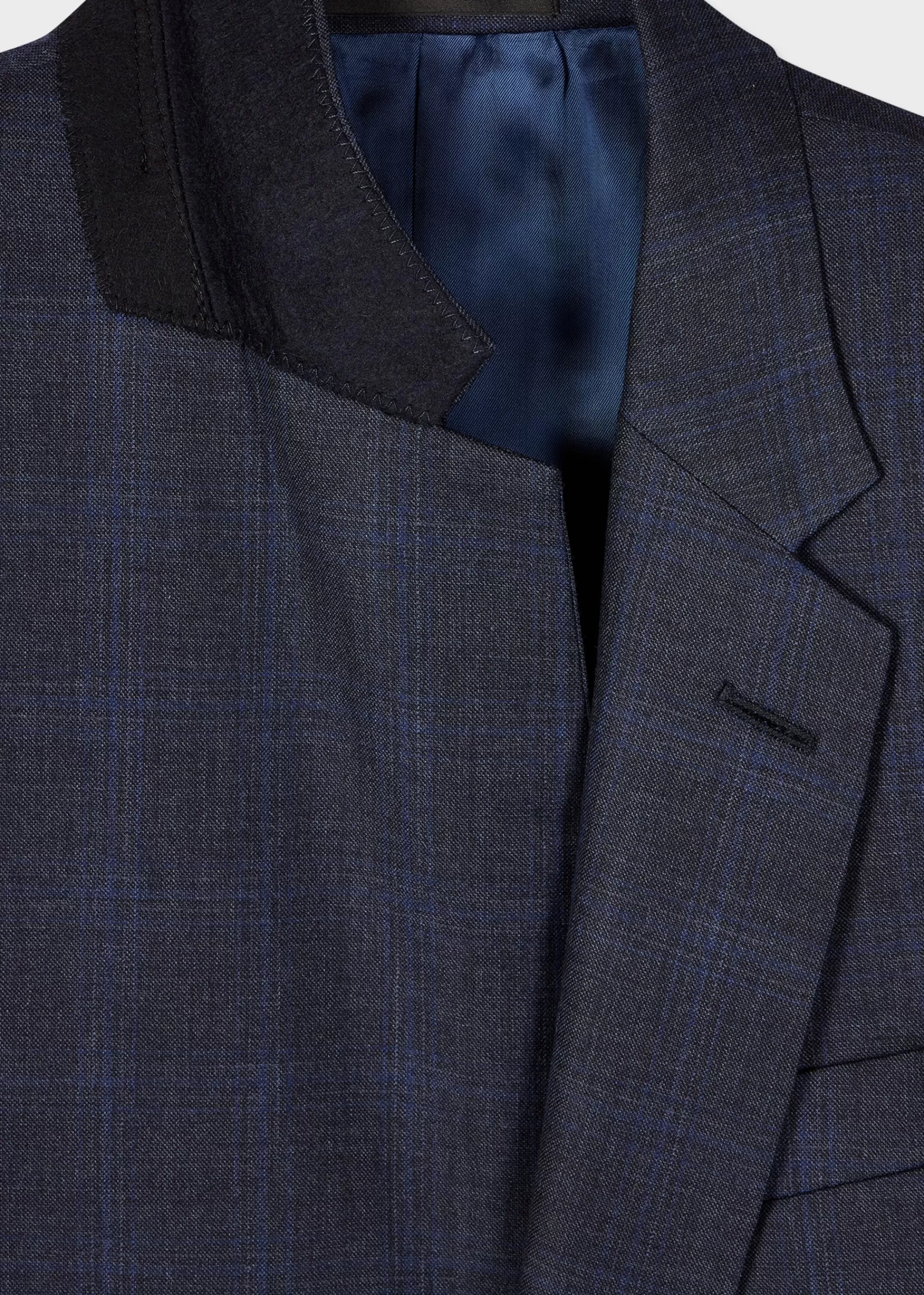 The Soho - Tailored-Fit Dark Blue Check Wool Three-Piece Suit>Paul Smith New
