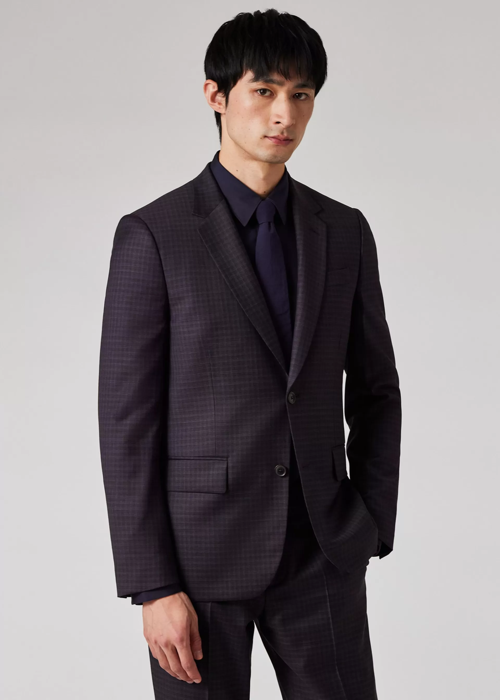 The Soho - Tailored-Fit Dark Purple Check Stretch-Wool Suit>Paul Smith Best