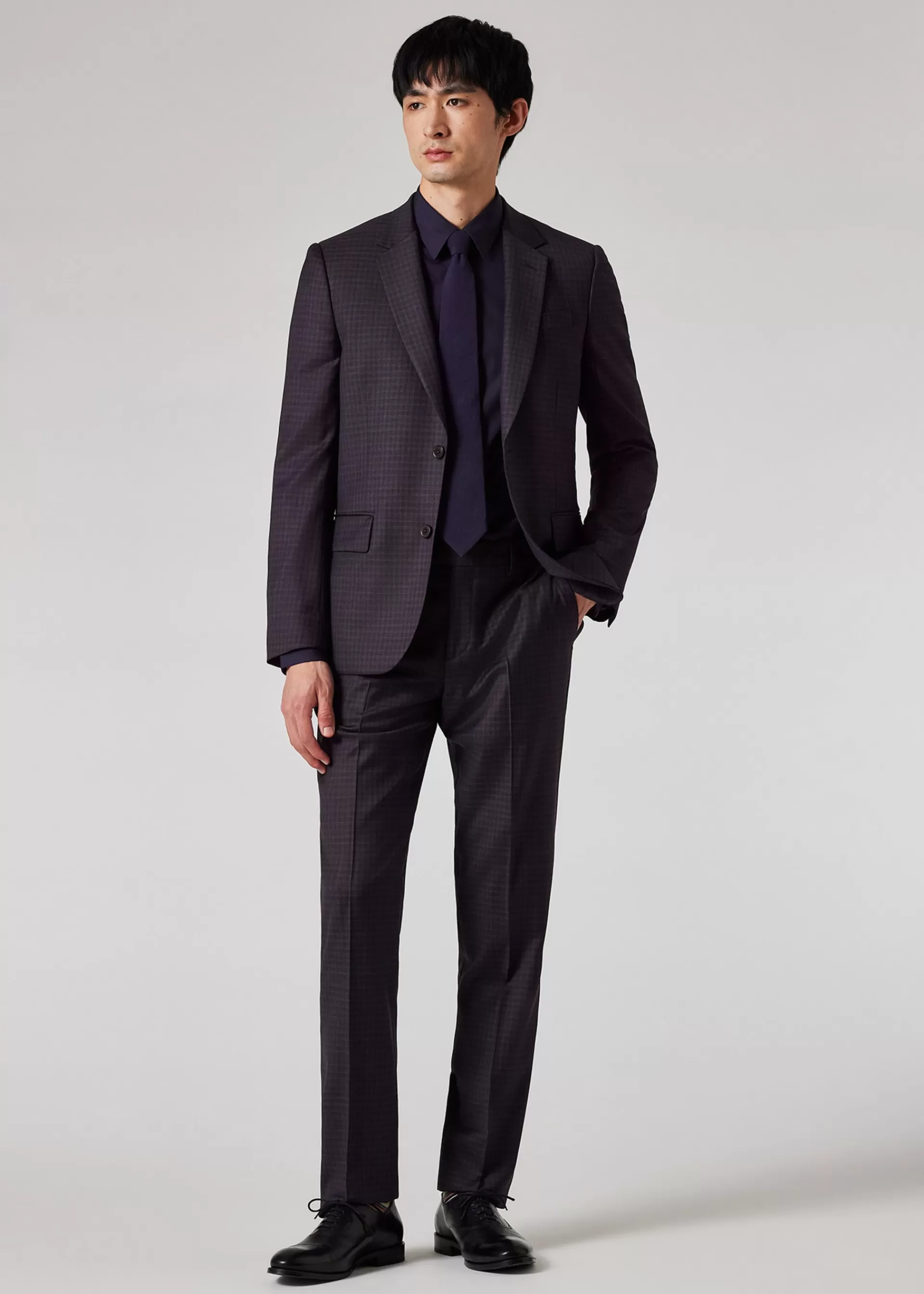 The Soho - Tailored-Fit Dark Purple Check Stretch-Wool Suit>Paul Smith Best
