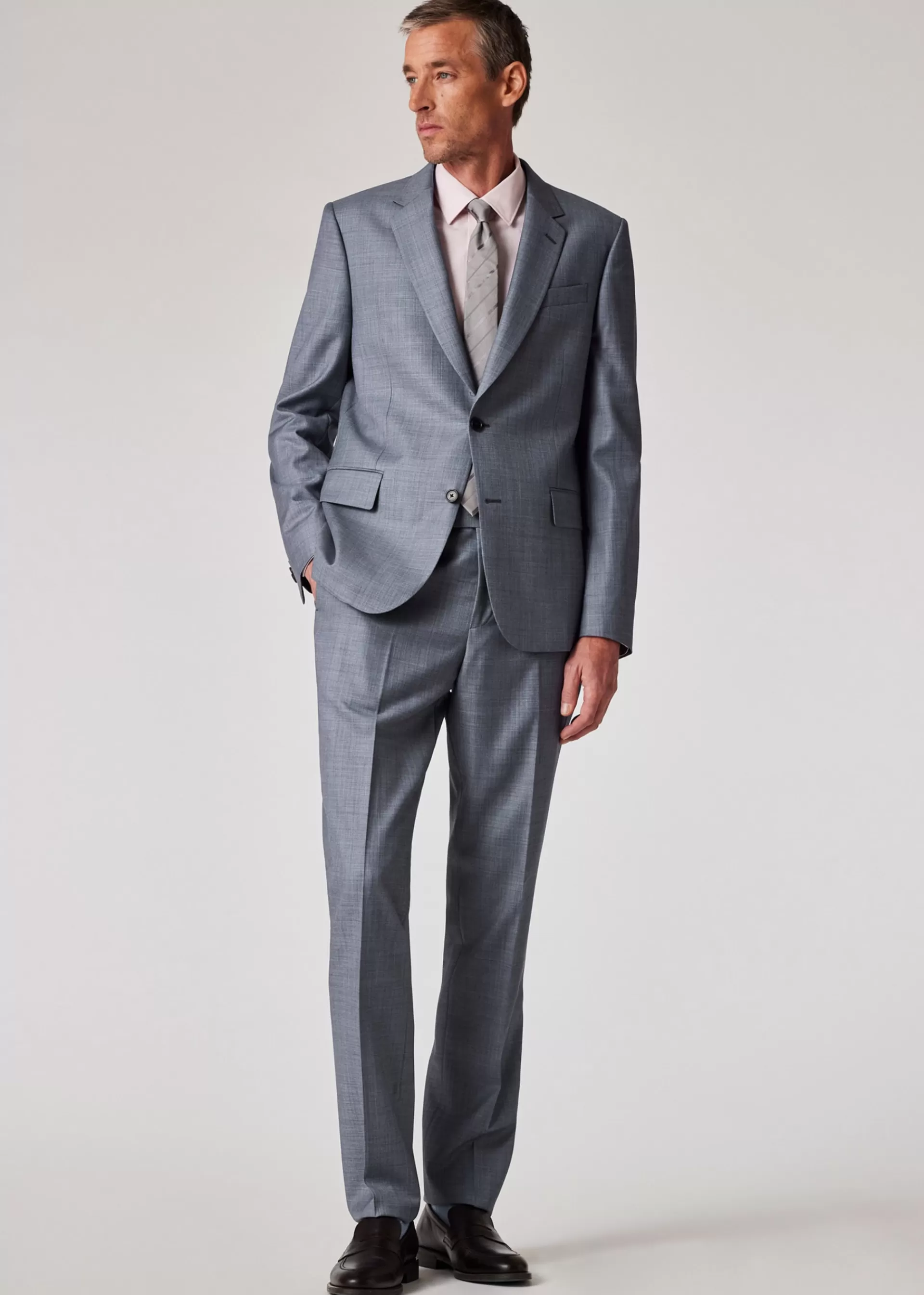 The Soho - Tailored-Fit Grey Blue Wool Sharkskin Suit>Paul Smith Clearance