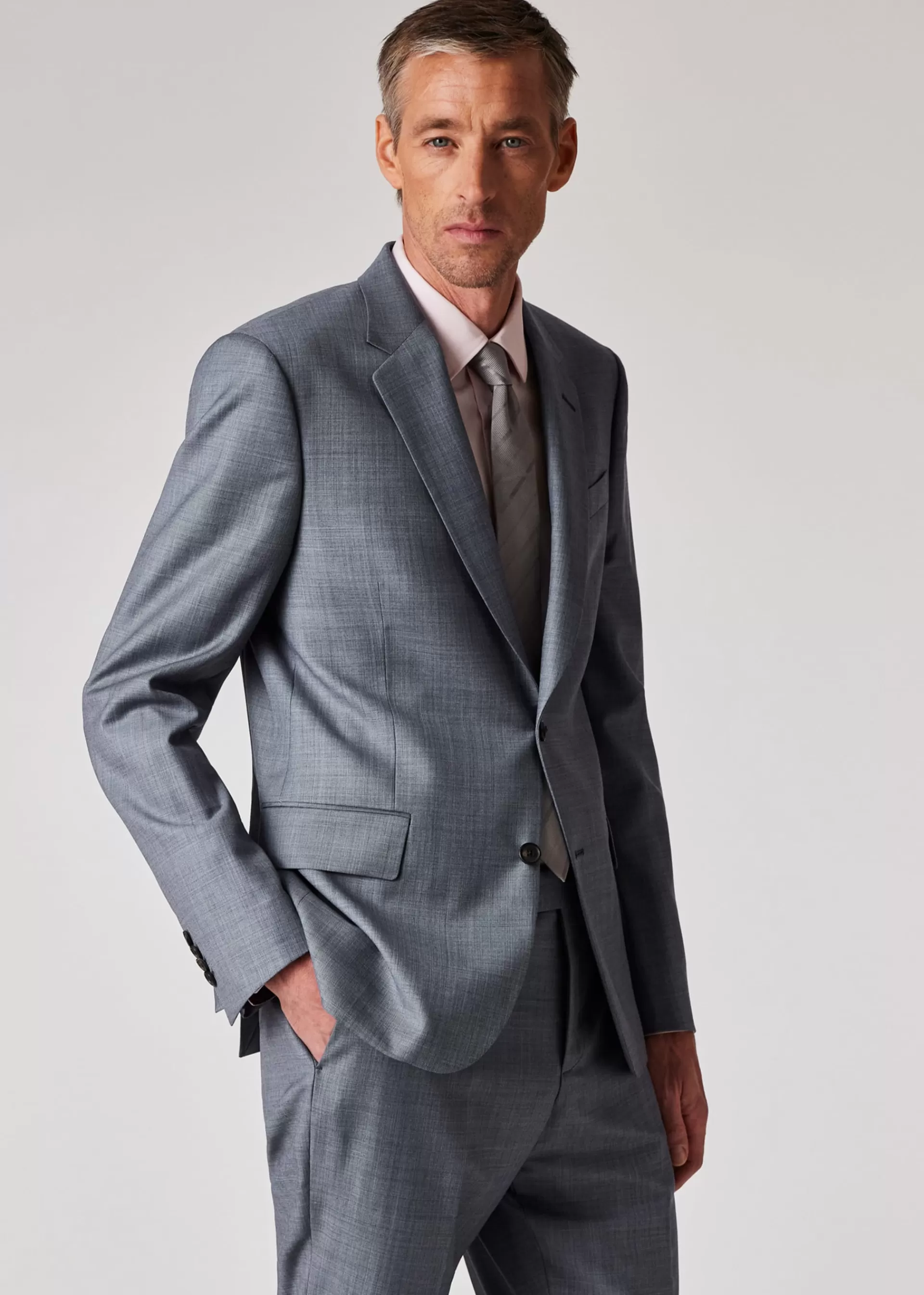 The Soho - Tailored-Fit Grey Blue Wool Sharkskin Suit>Paul Smith Clearance