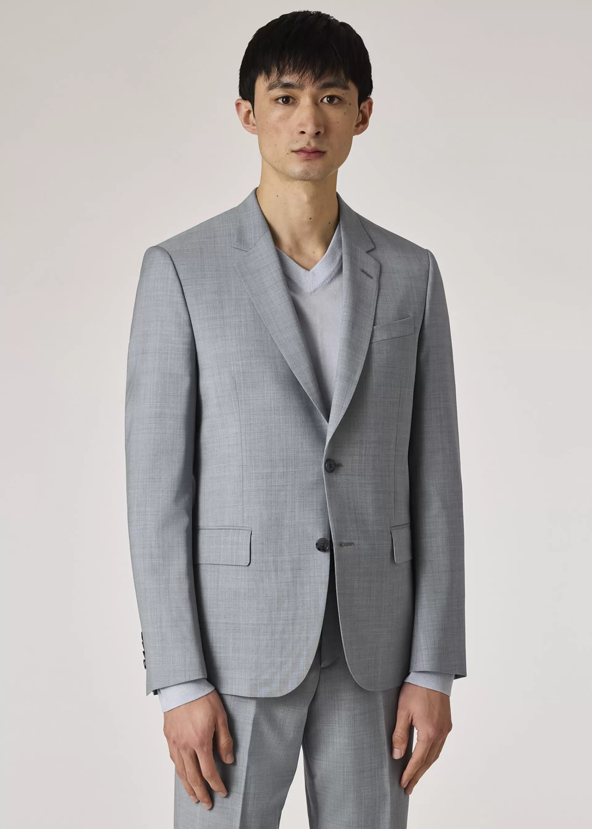 The Soho - Tailored-Fit Light Blue Overdyed Melange Wool Suit>Paul Smith Fashion