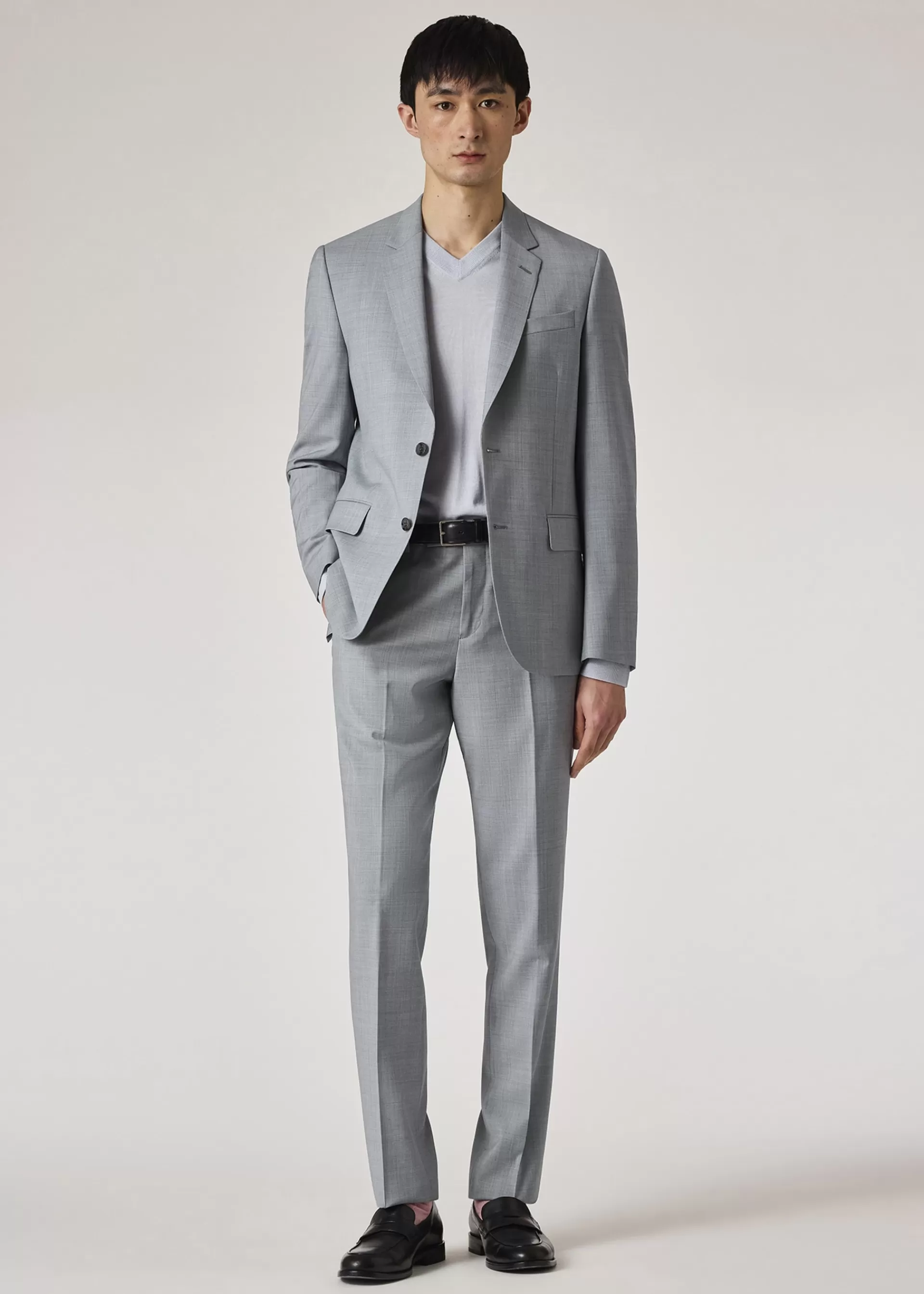 The Soho - Tailored-Fit Light Blue Overdyed Melange Wool Suit>Paul Smith Fashion
