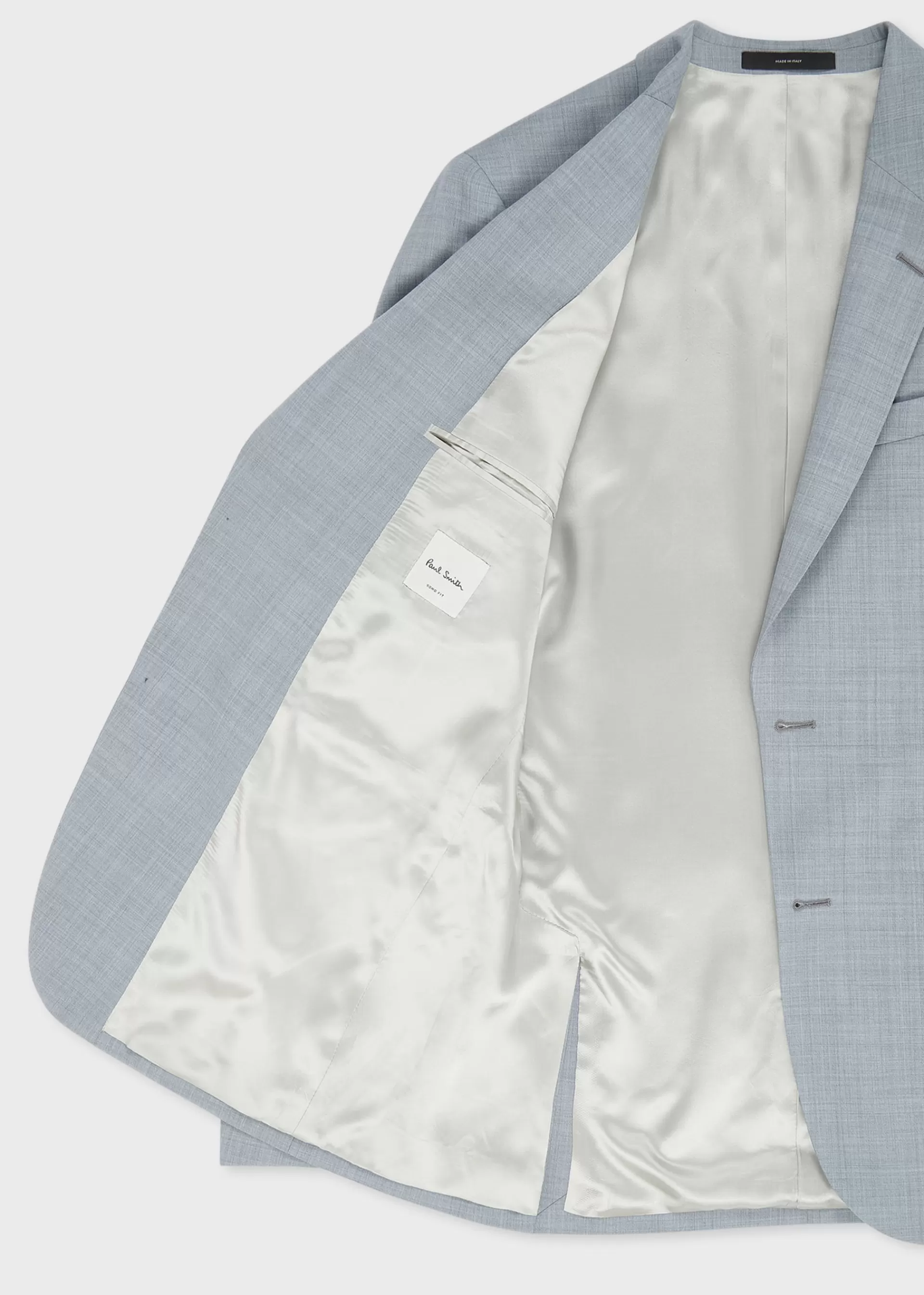 The Soho - Tailored-Fit Light Blue Overdyed Melange Wool Suit>Paul Smith Fashion