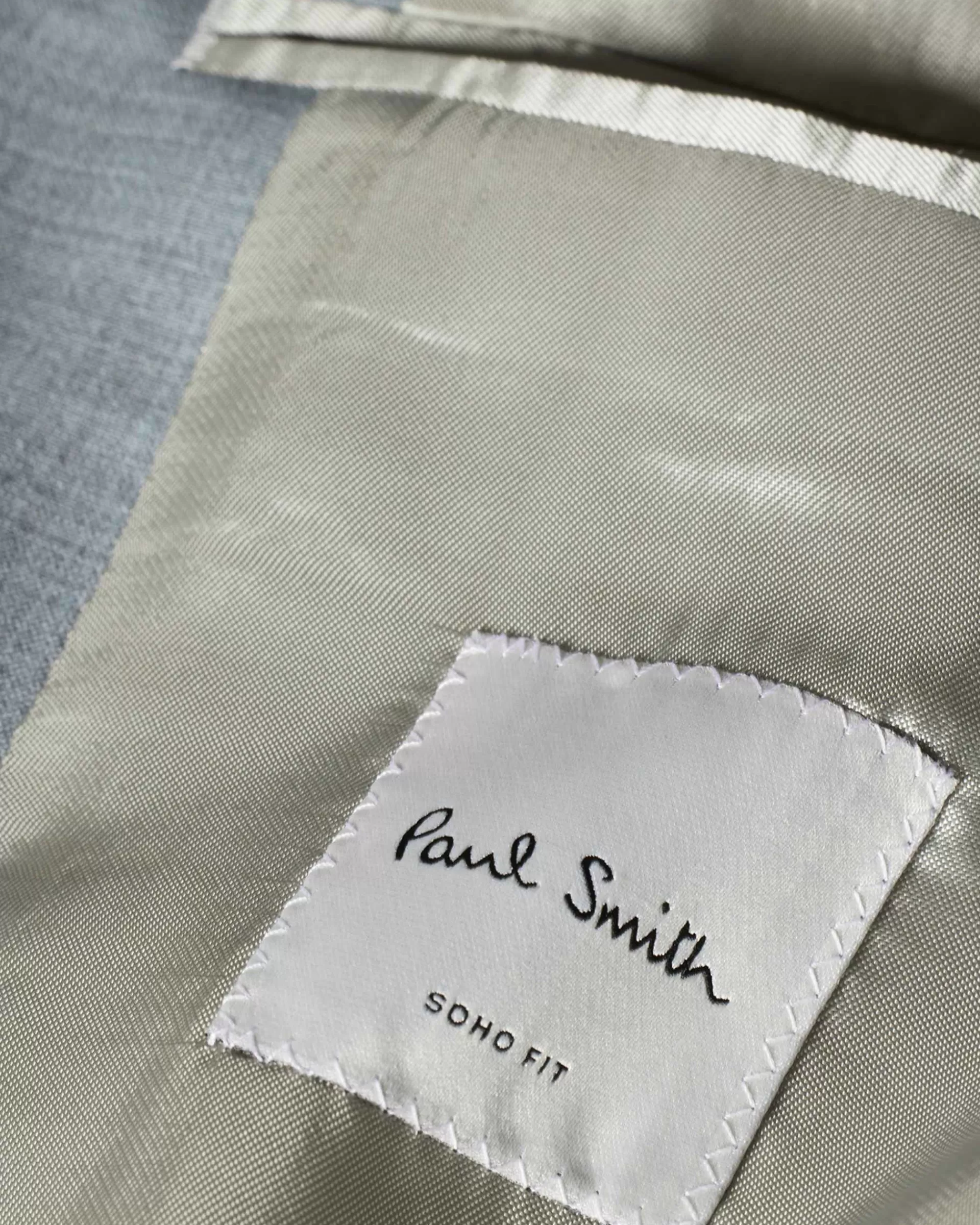 The Soho - Tailored-Fit Light Blue Overdyed Melange Wool Suit>Paul Smith Fashion