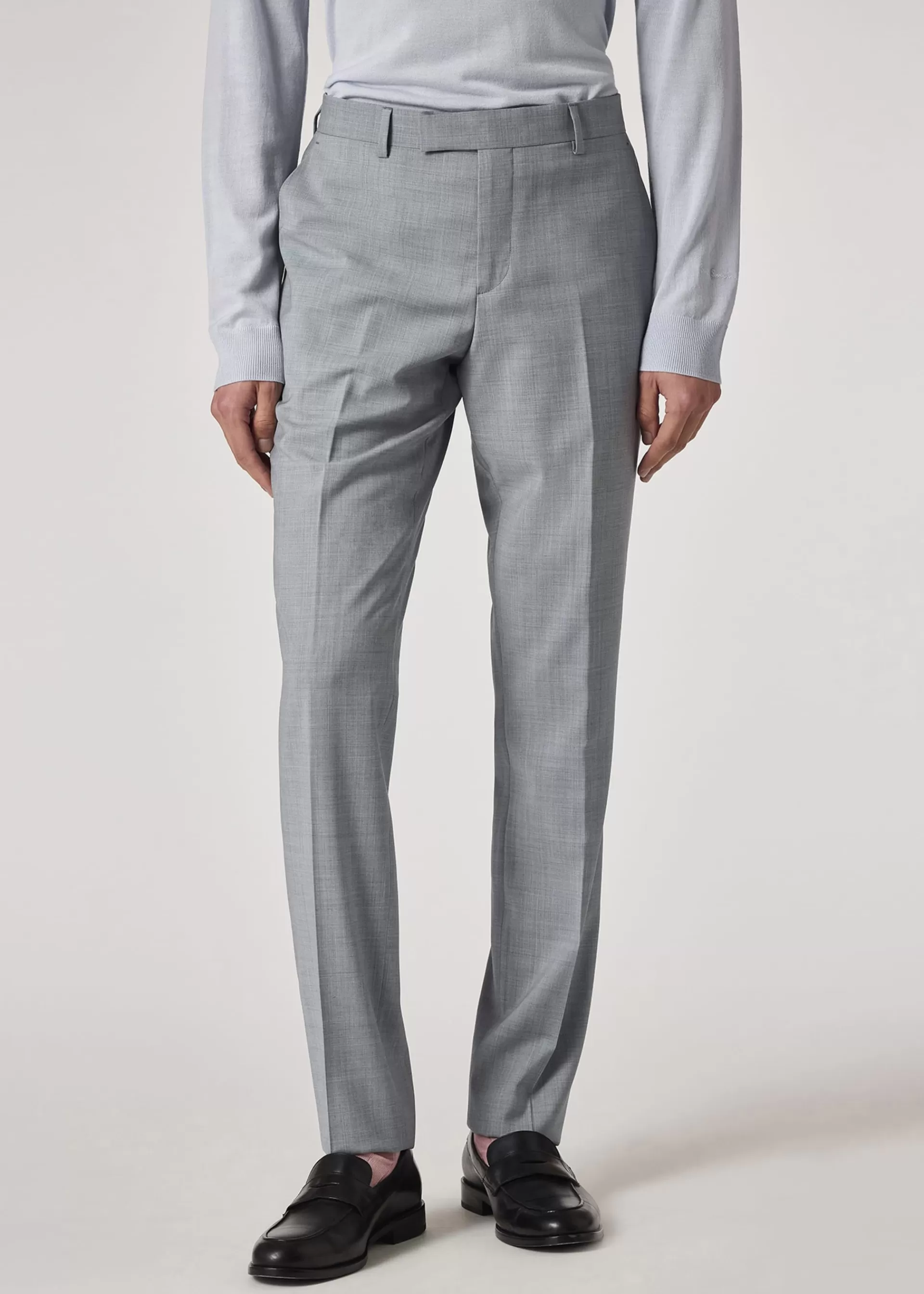 The Soho - Tailored-Fit Light Blue Overdyed Melange Wool Suit>Paul Smith Fashion