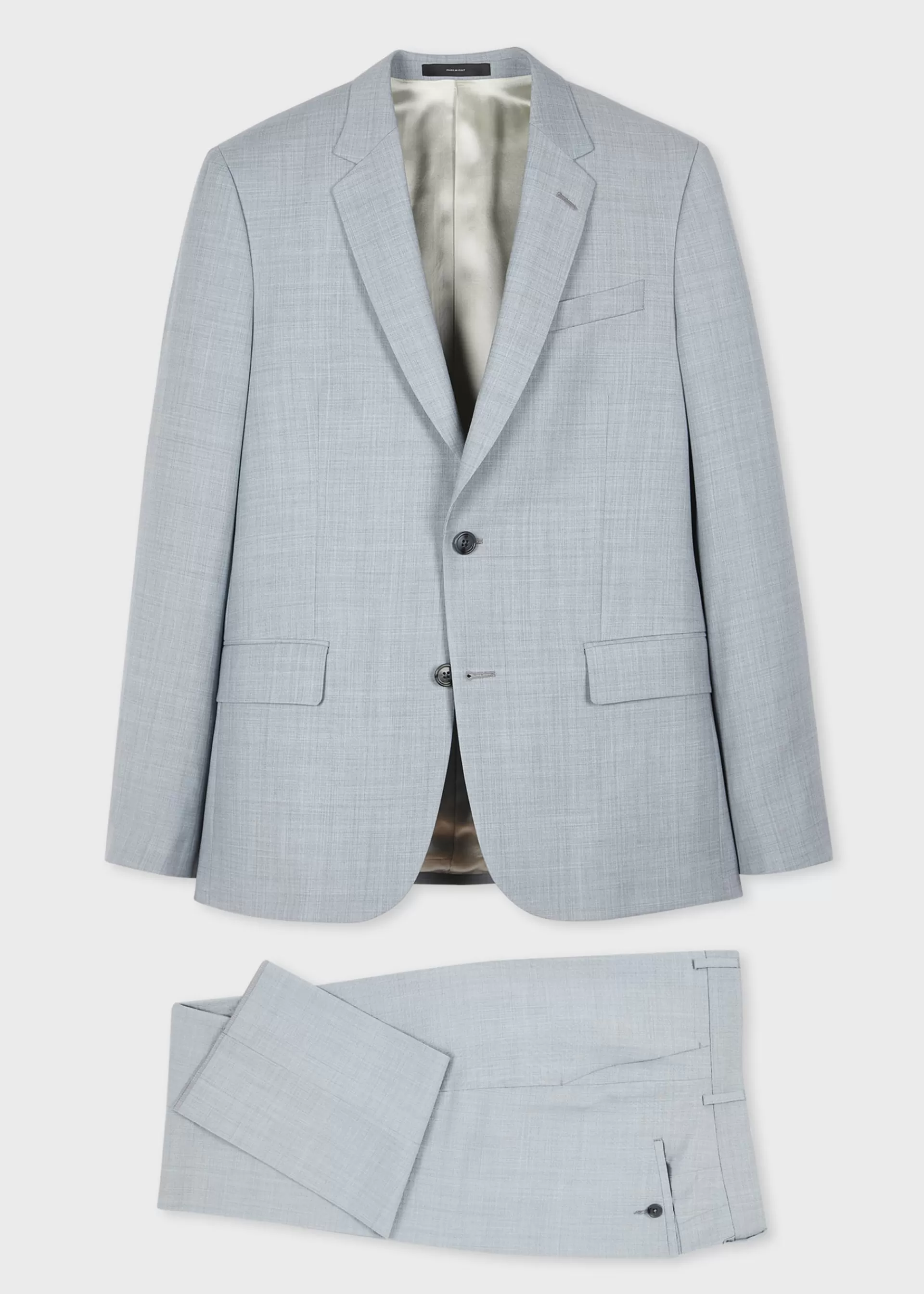 The Soho - Tailored-Fit Light Blue Overdyed Melange Wool Suit>Paul Smith Fashion