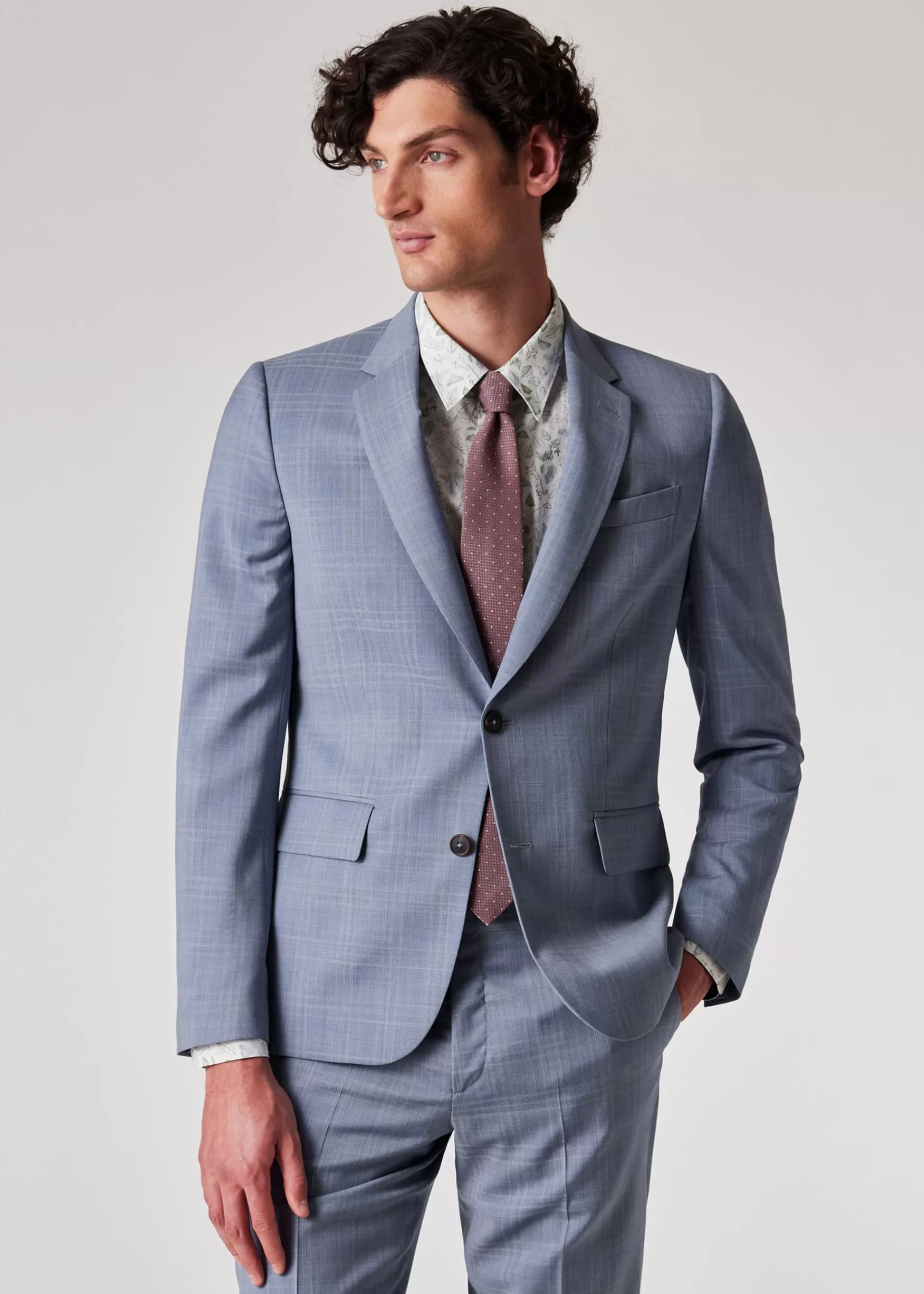The Soho - Tailored-Fit Pale Blue Check Wool Suit>Paul Smith Best