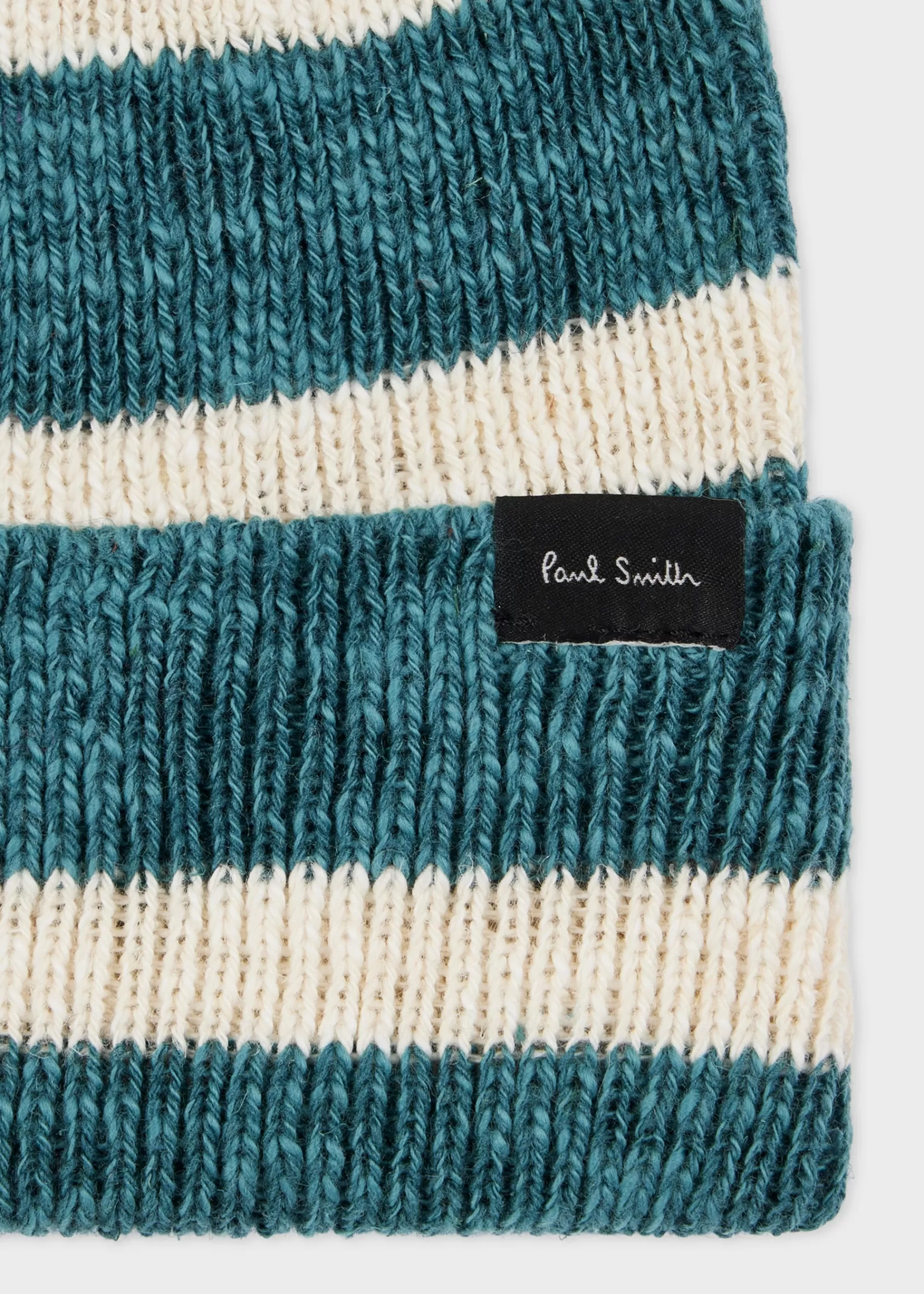 Turquoise and White Stripe Cotton-Blend Beanie>Paul Smith Flash Sale