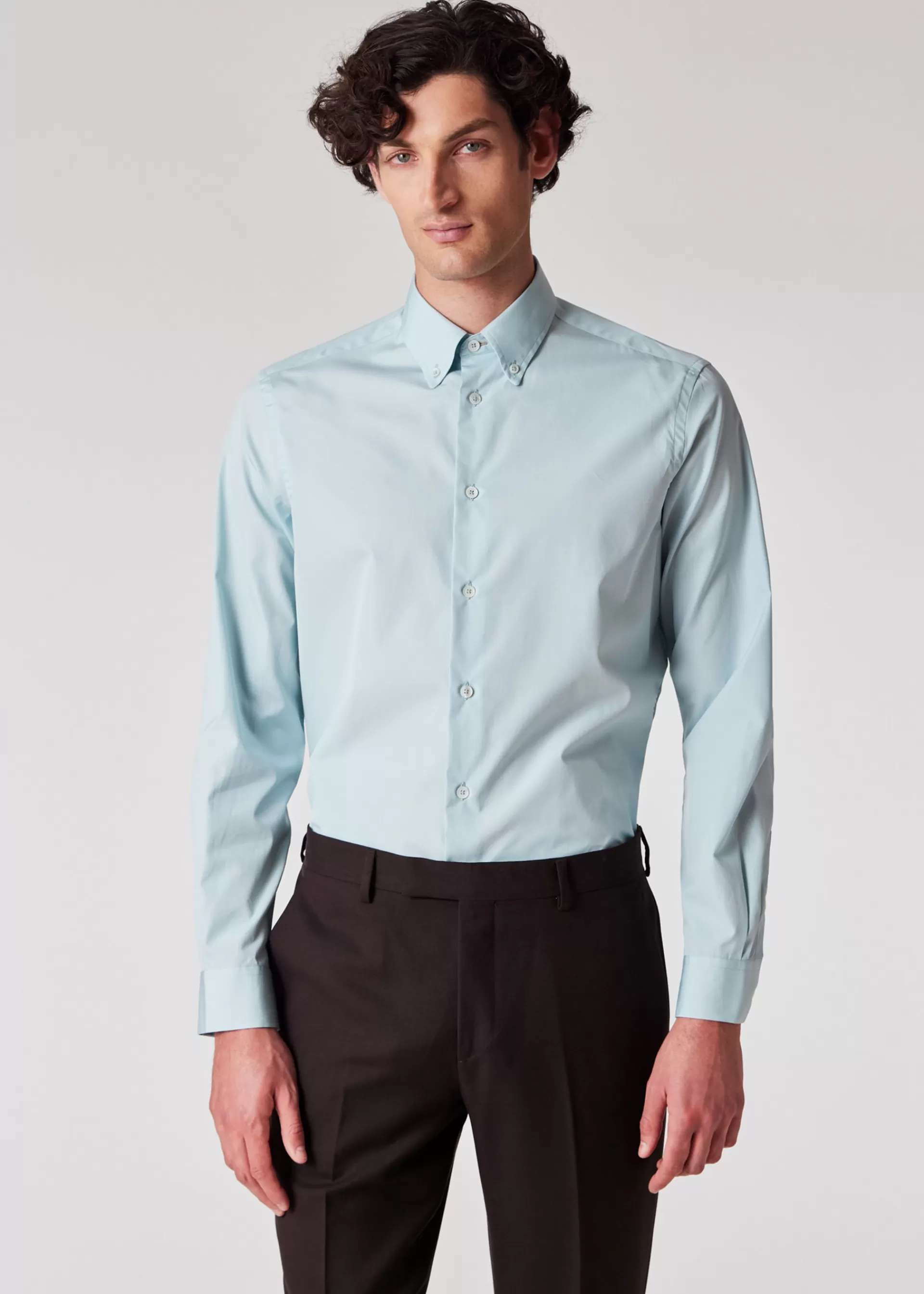 Washed Blue Cotton Poplin Button-Down Shirt>Paul Smith Store