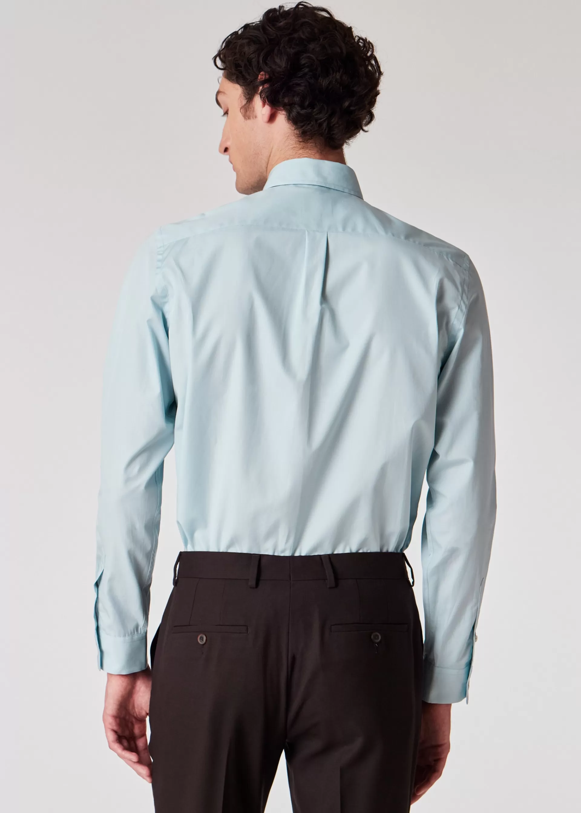 Washed Blue Cotton Poplin Button-Down Shirt>Paul Smith Store