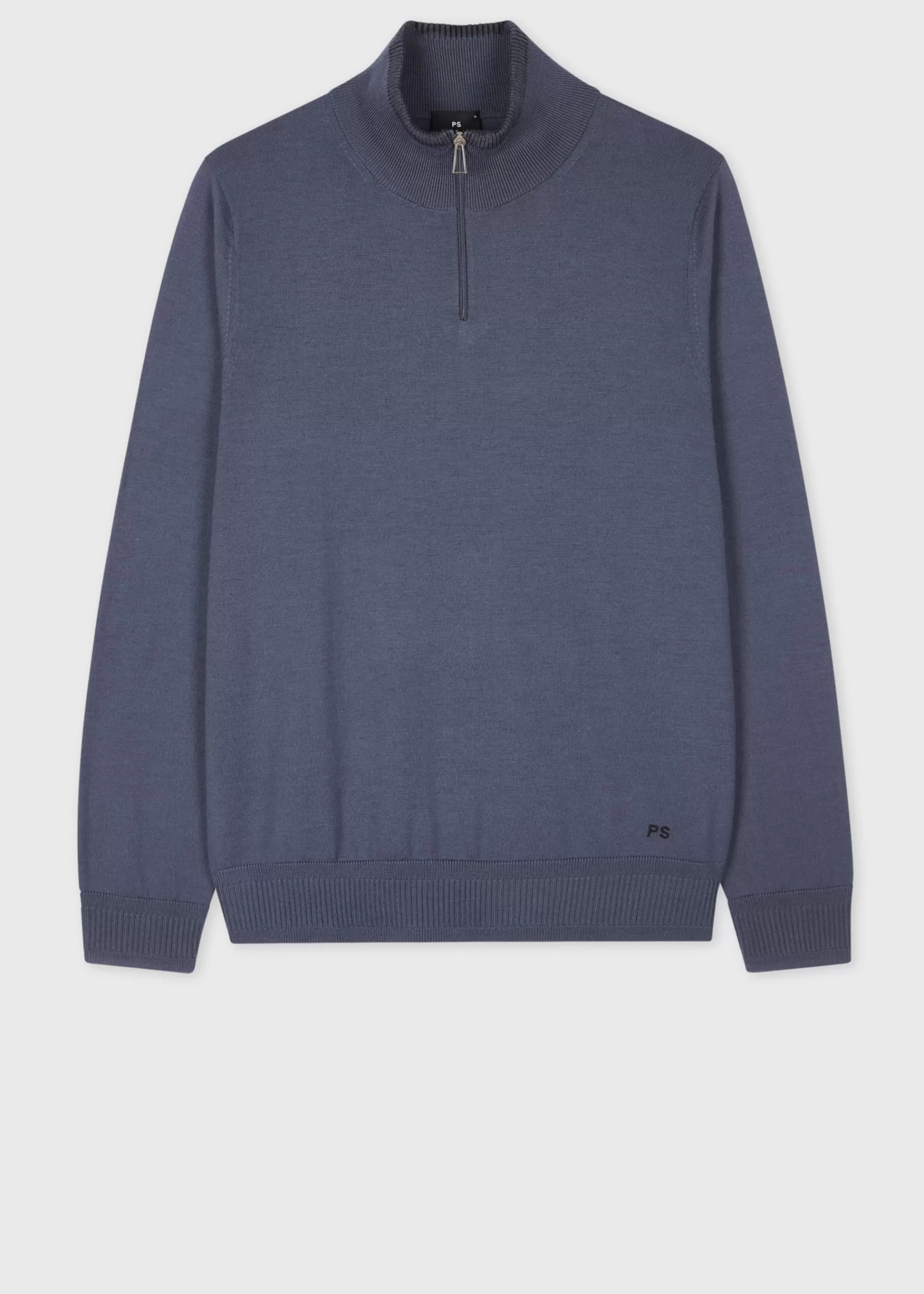 Washed Blue Merino Wool Half-Zip Sweater>Paul Smith Sale