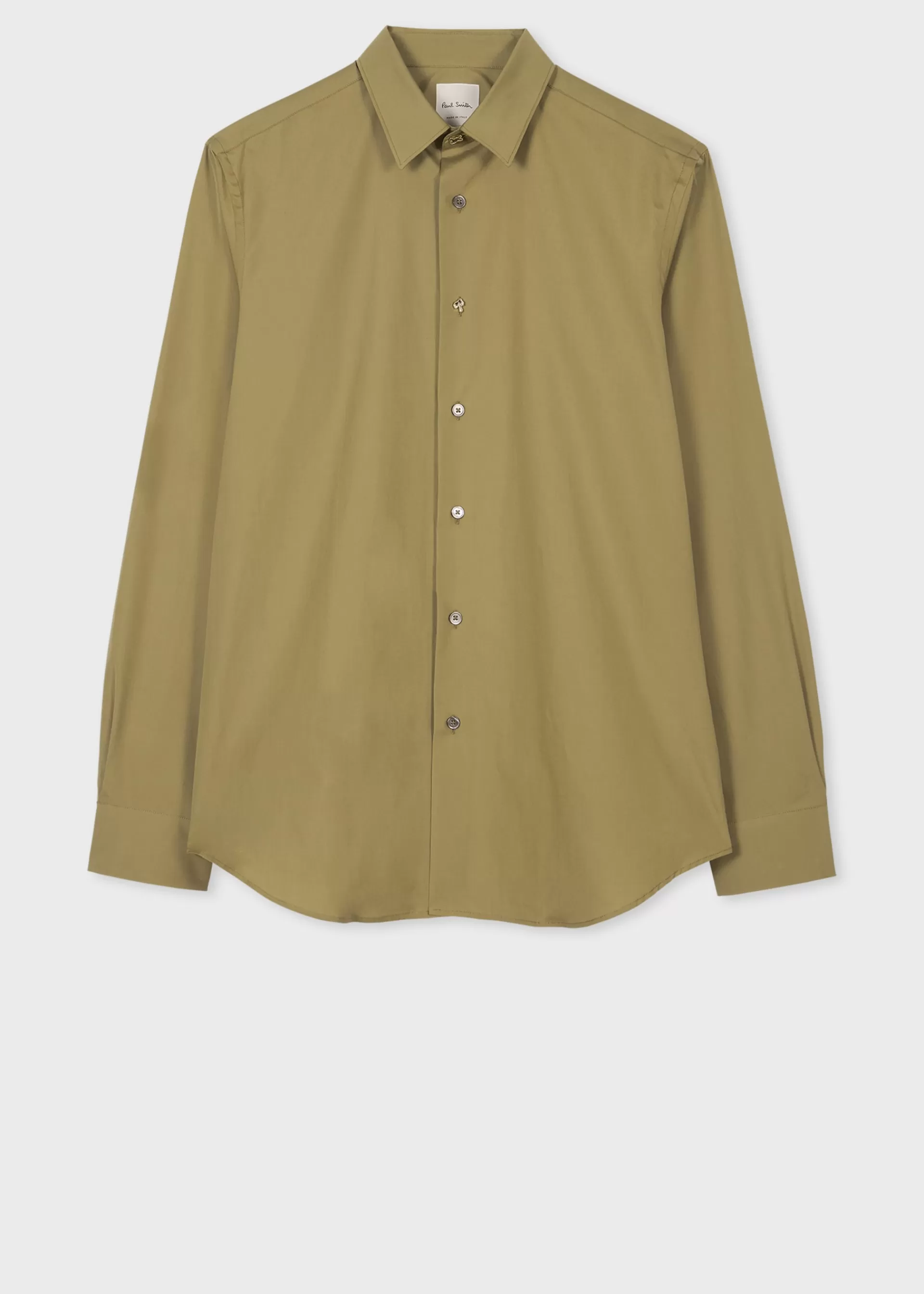 Washed Khaki Charm-Button Cotton Shirt>Paul Smith Discount