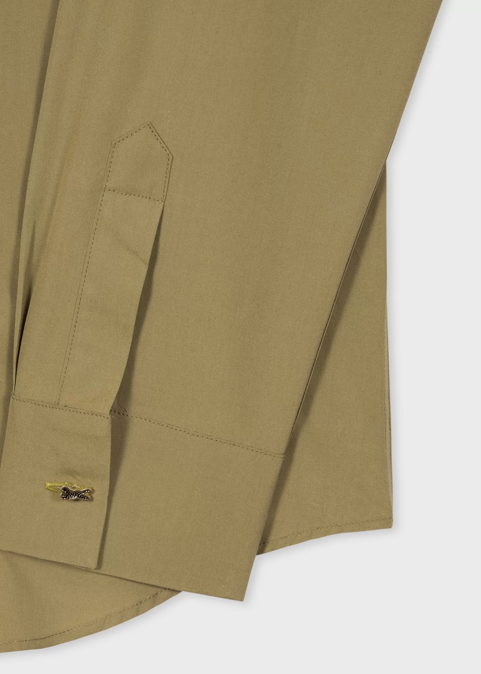 Washed Khaki Charm-Button Cotton Shirt>Paul Smith Discount