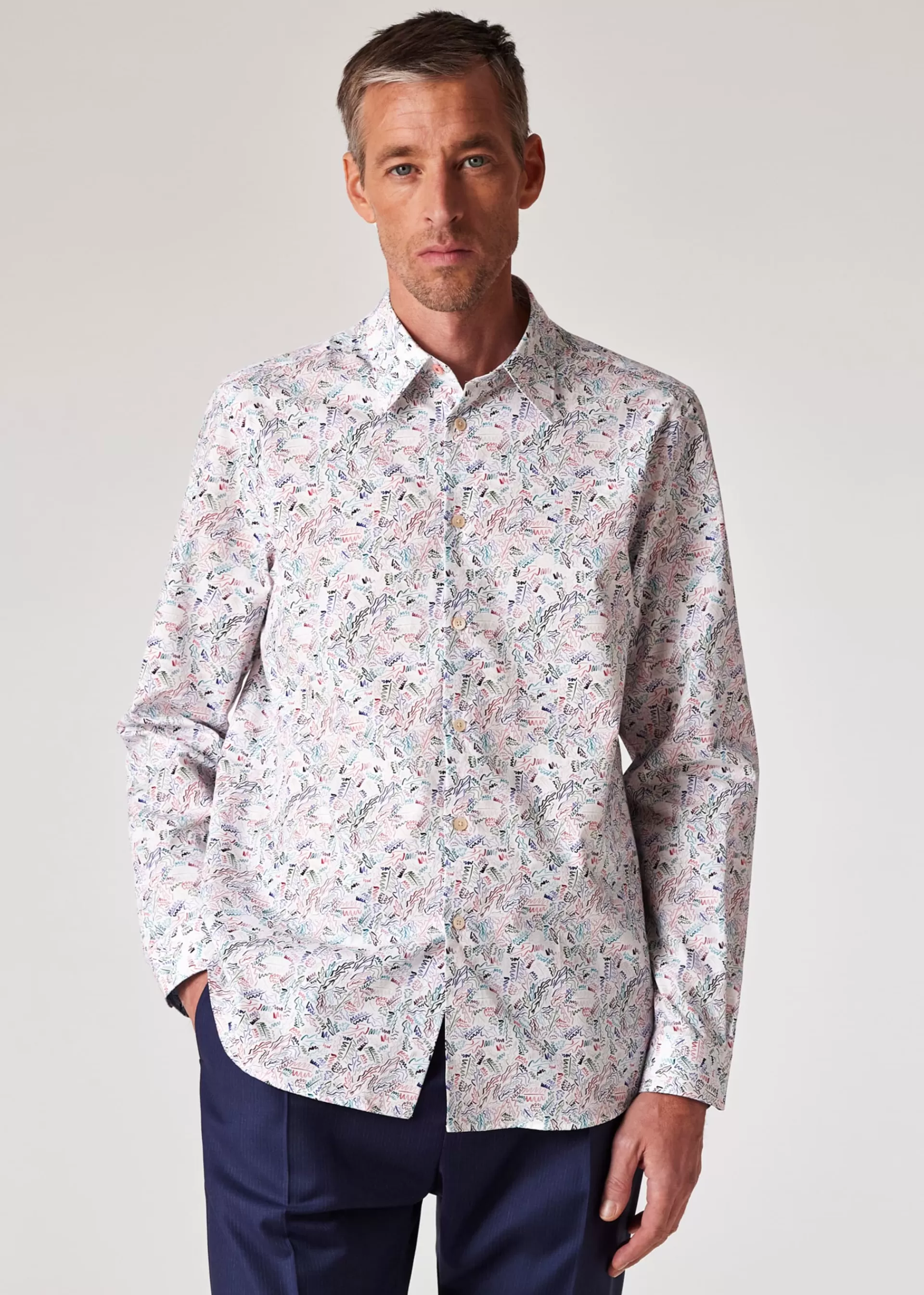 'Chicory' Print Tailored-Fit Shirt>Paul Smith Best Sale