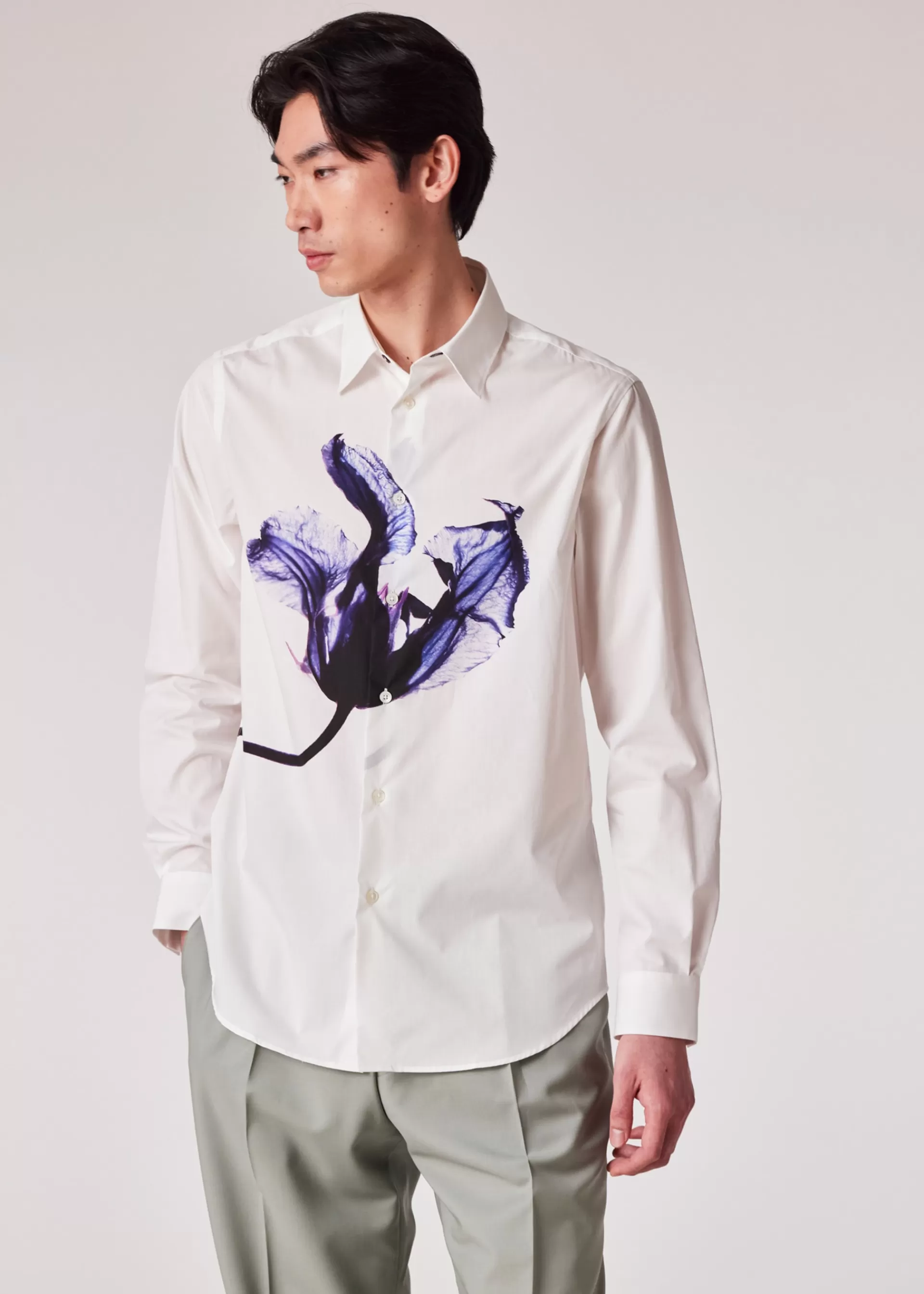'Moonlight Flower' Print Cotton Shirt>Paul Smith Cheap