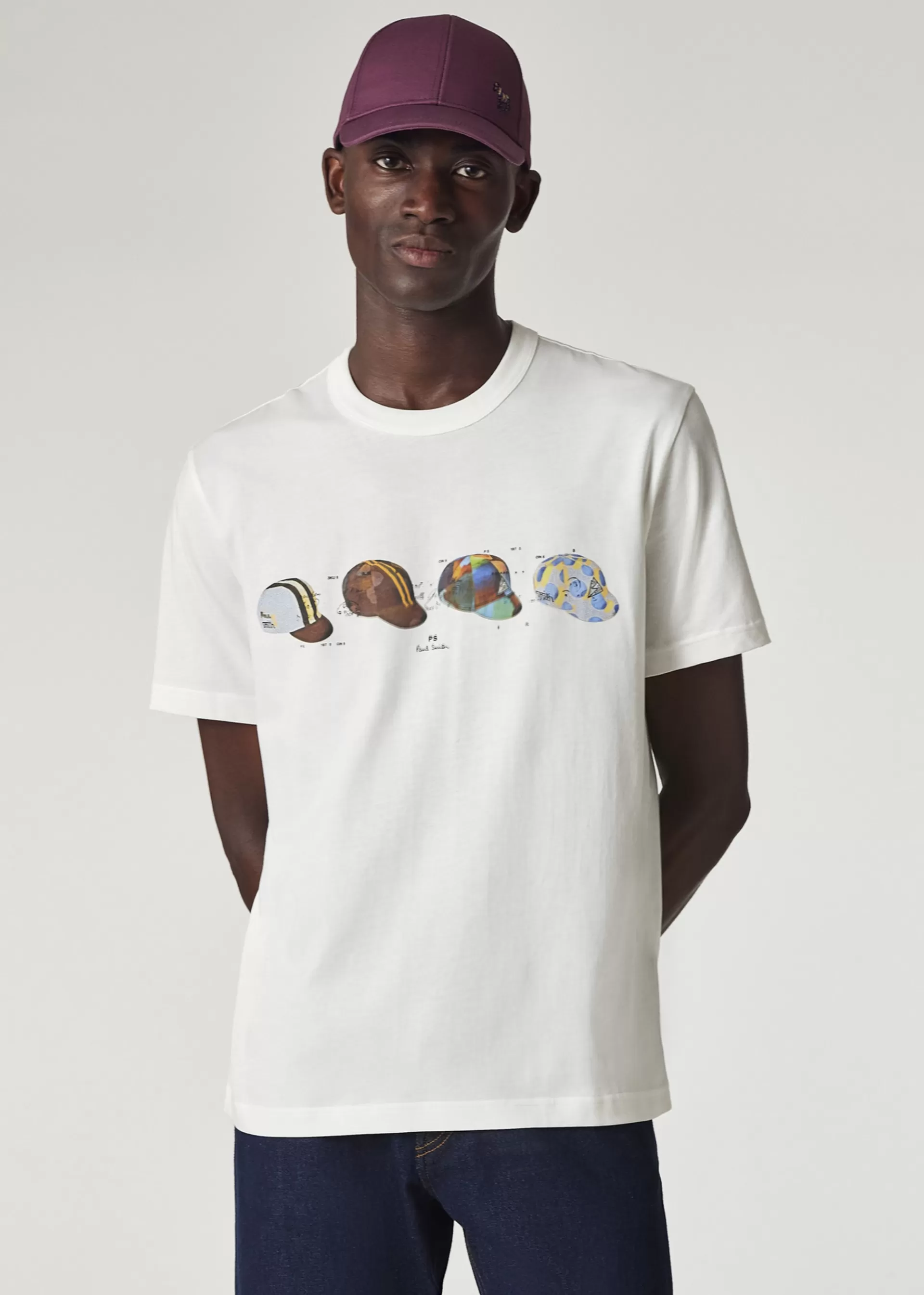 Organic Cotton 'Cycling Caps' Print T-Shirt>Paul Smith Shop