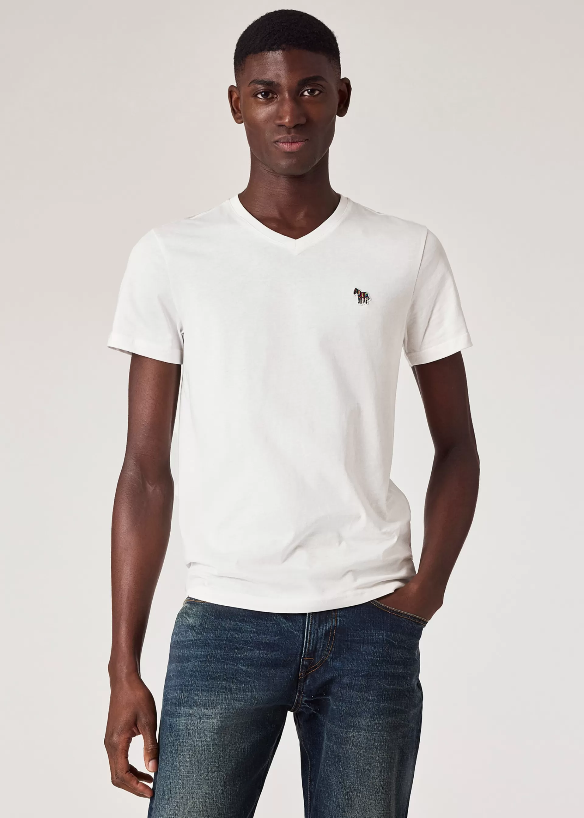 Organic Cotton V-Neck Zebra Logo T-Shirt>Paul Smith Hot