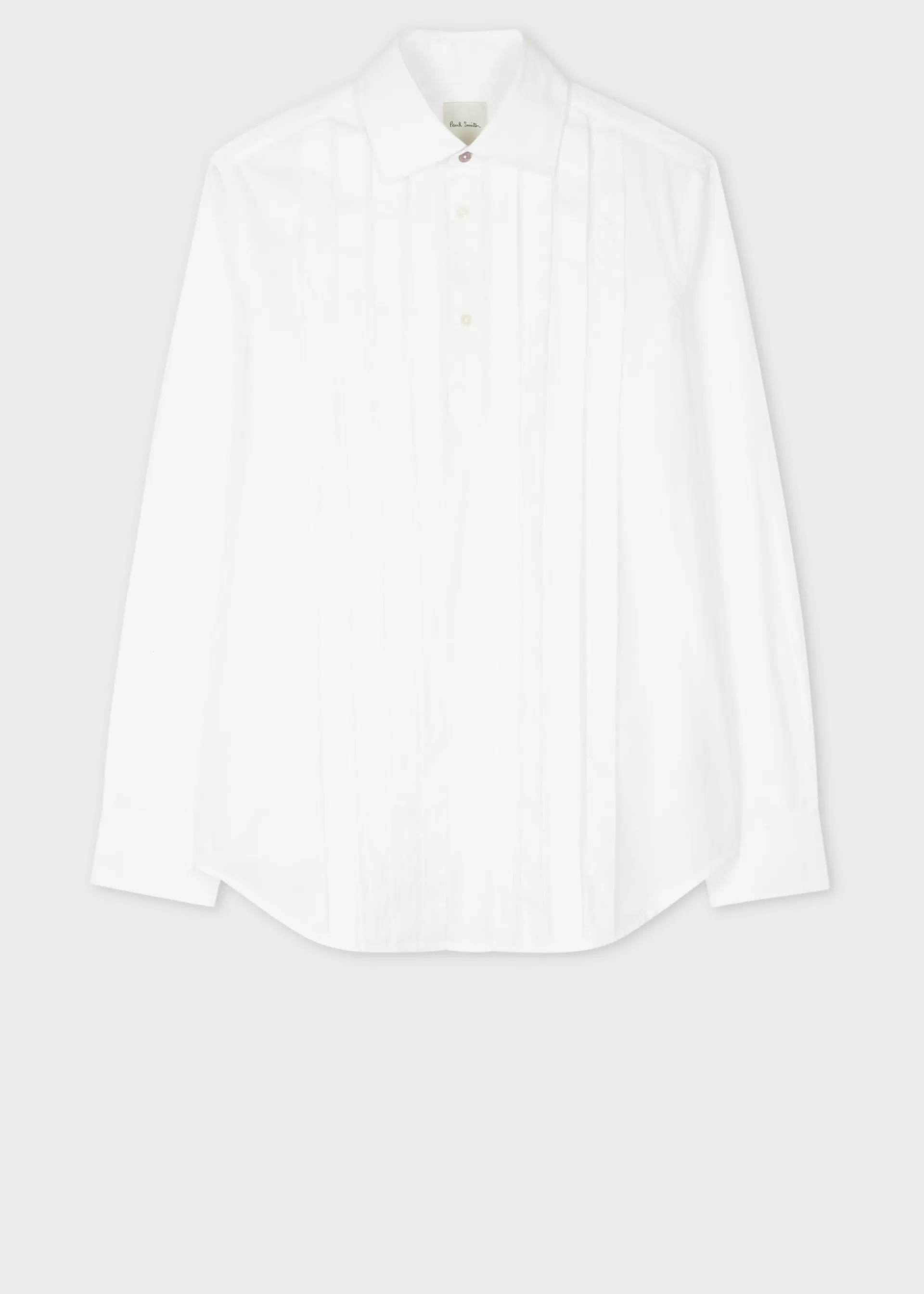 Pleated-Front Half-Placket Cotton Shirt>Paul Smith Store