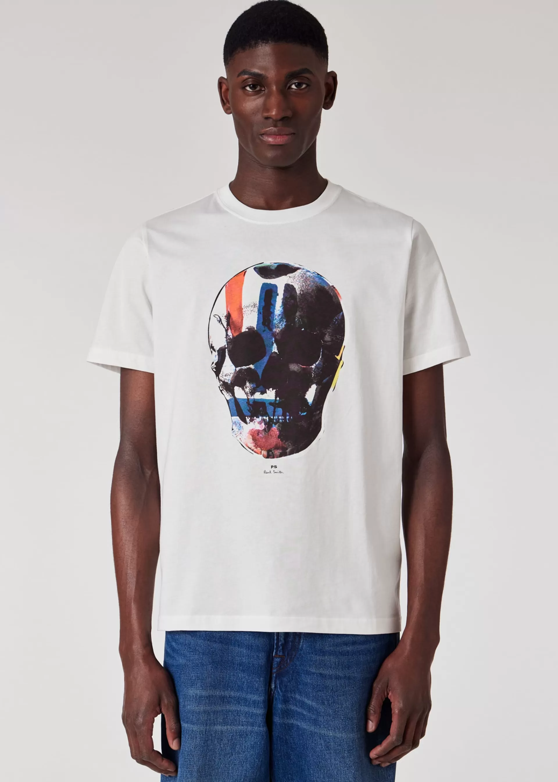 'Red Blue Skull' Print T-Shirt>Paul Smith Cheap