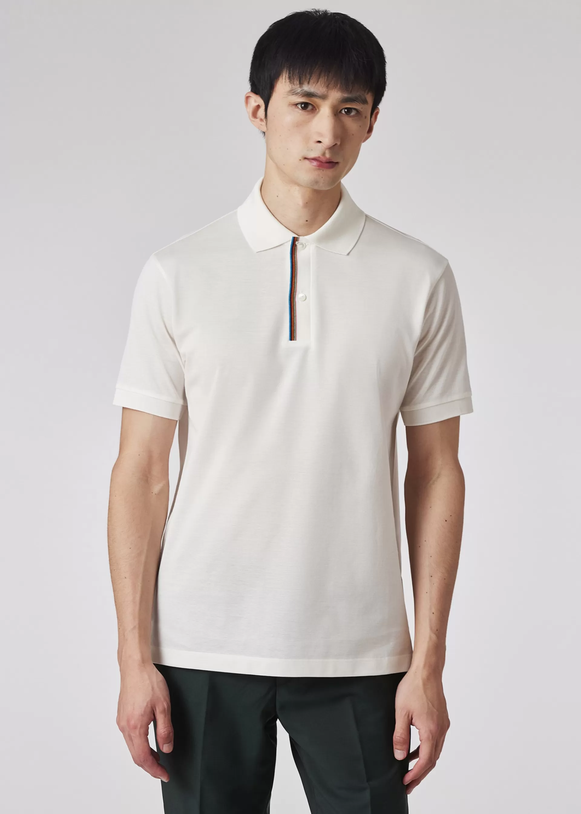 'Signature Stripe' Trim Polo Shirt>Paul Smith Shop