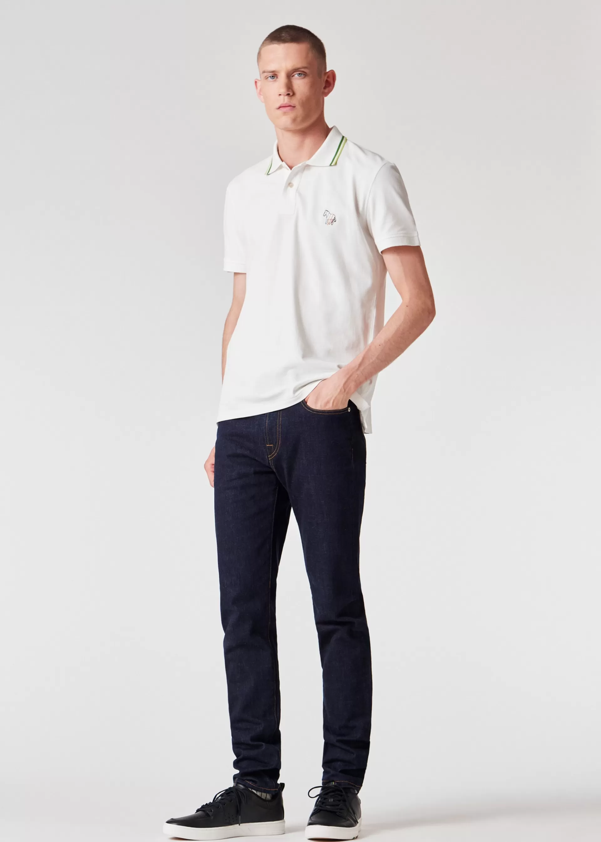 White Stretch-Cotton 'Broad Stripe Zebra' Polo Shirt>Paul Smith Online
