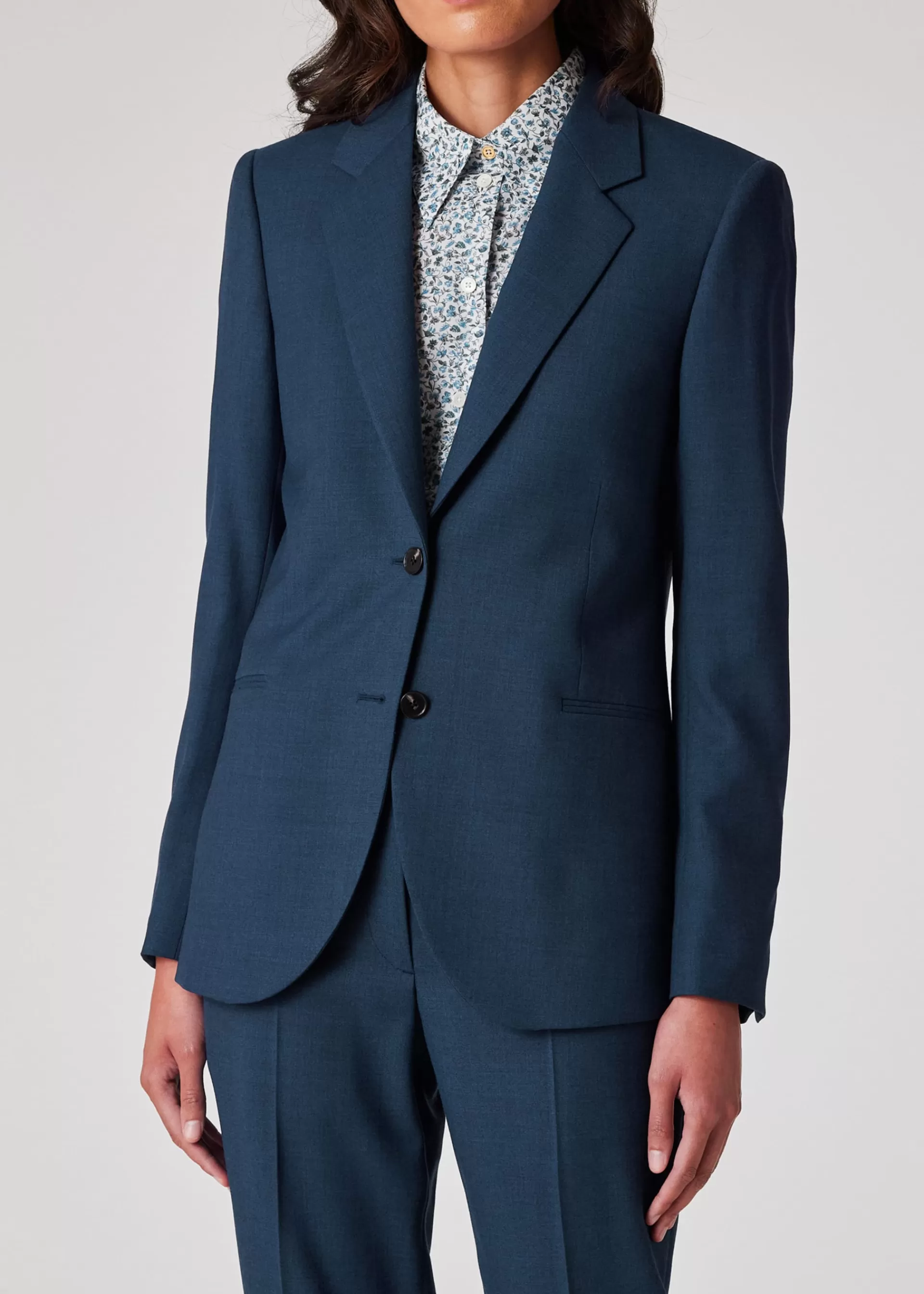 Women's A Suit To Travel In - Petrol Blue Wool Two-Button Blazer>Paul Smith Best