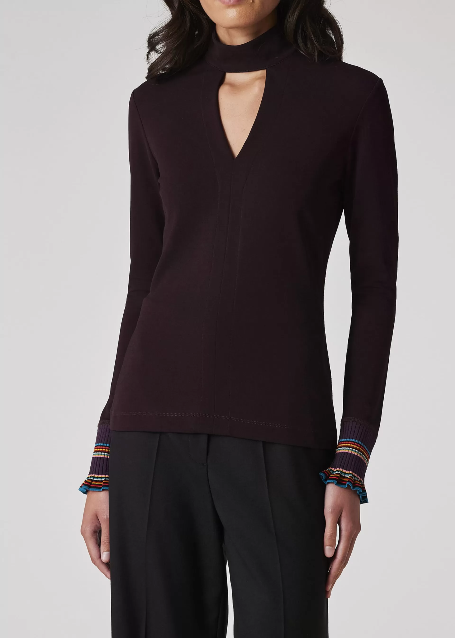 Women's Viscose-Blend Jersey Keyhole Top>Paul Smith New