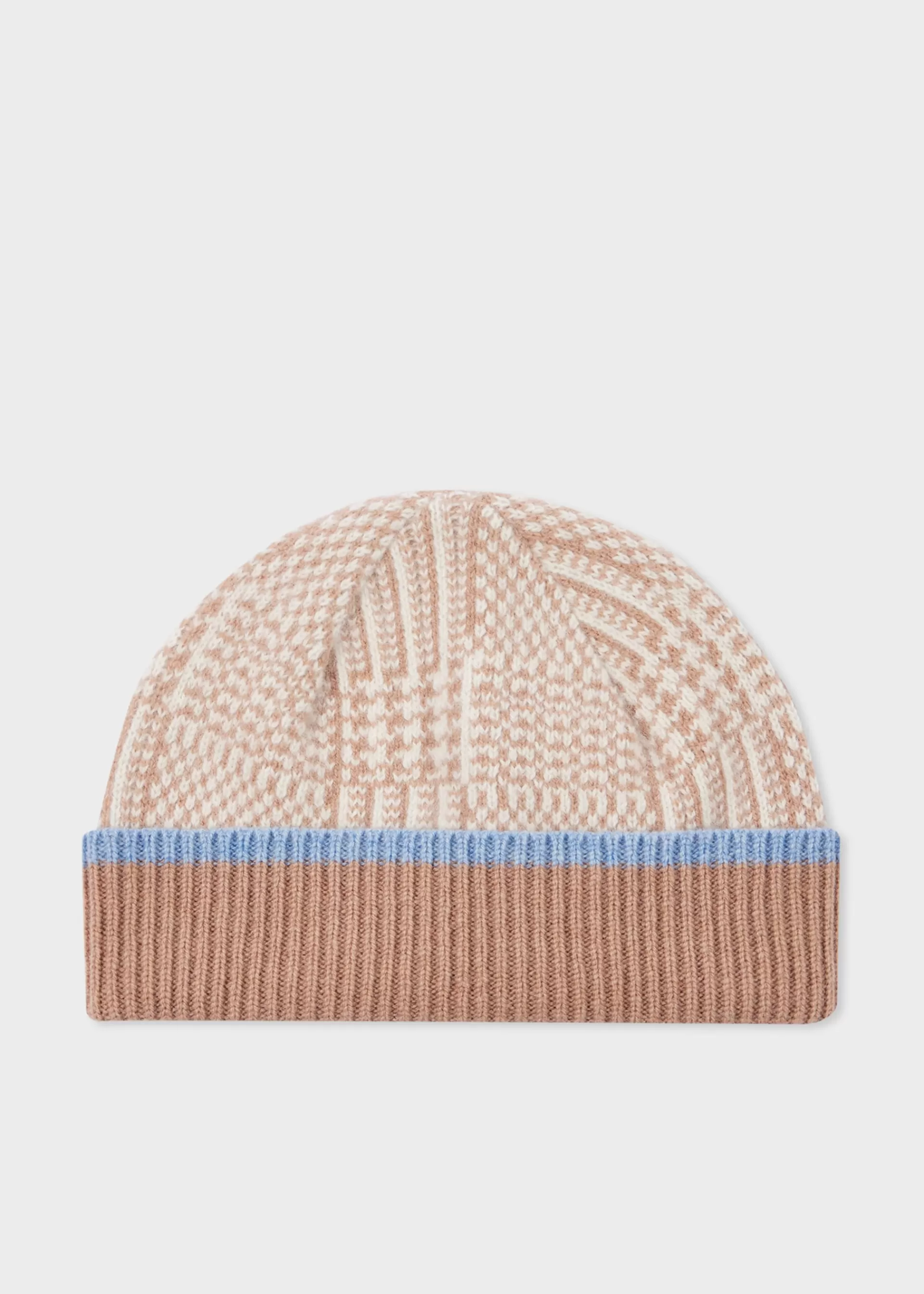 Women's Beige and Camel Check Lambswool Beanie Hat>Paul Smith Flash Sale