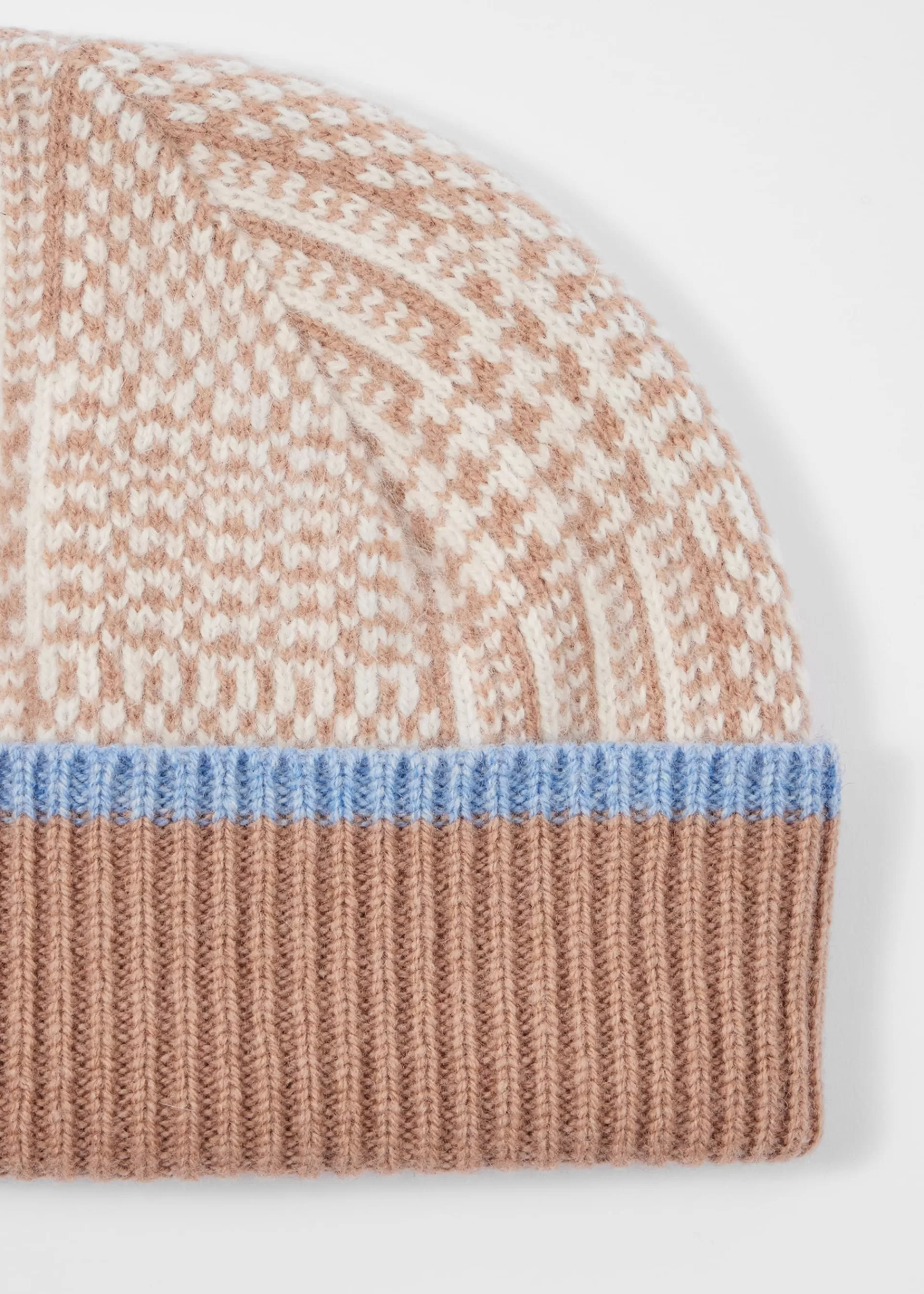 Women's Beige and Camel Check Lambswool Beanie Hat>Paul Smith Flash Sale