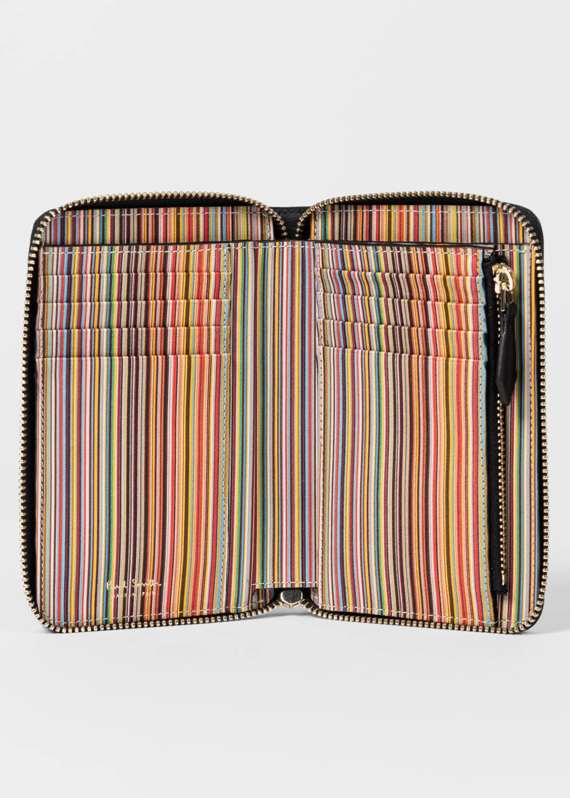 Women's Leather Signature Stripe Interior Zip Around Purse>Paul Smith Online