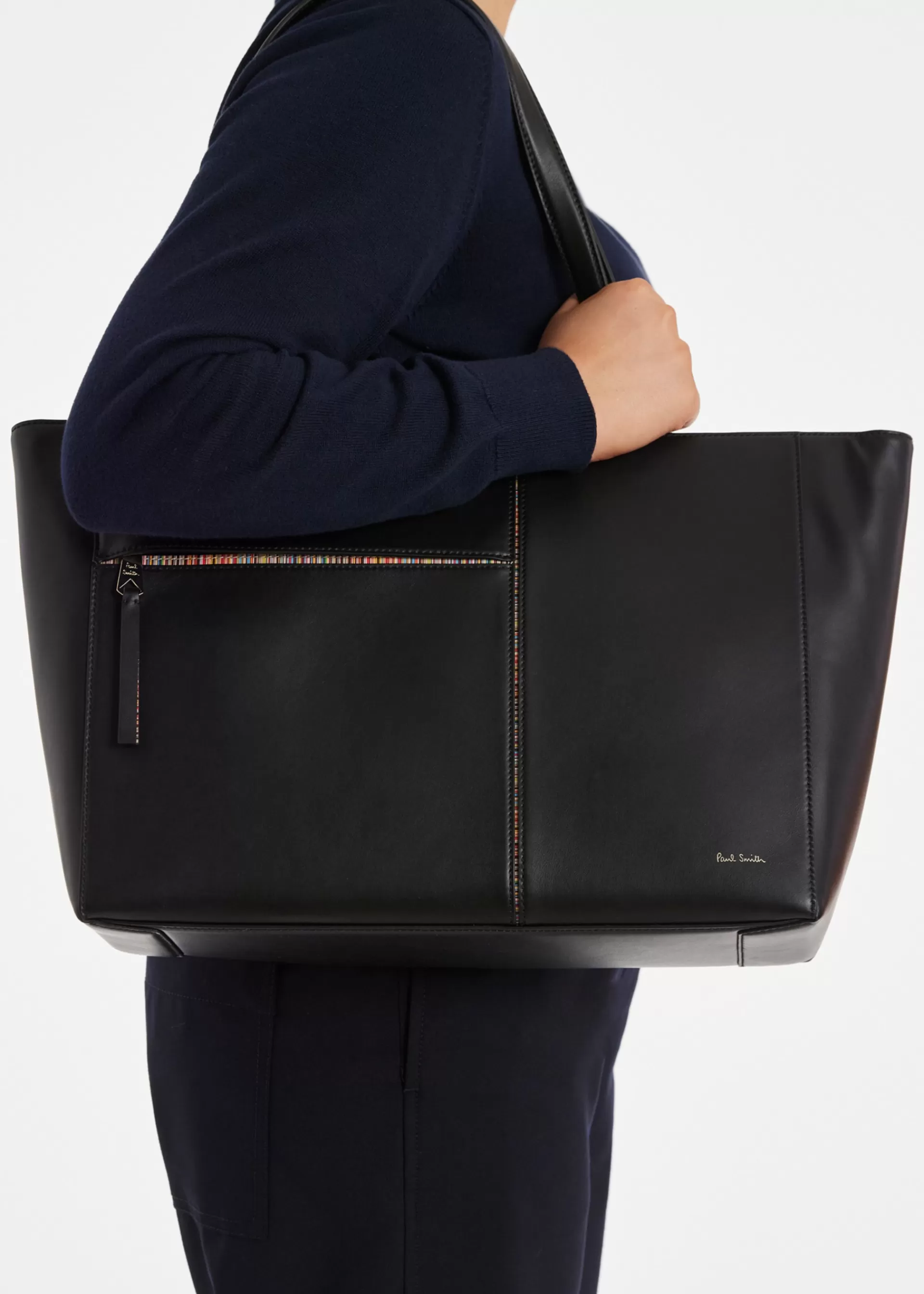 Women's Leather 'Signature Stripe' Trim Tote Bag>Paul Smith Sale