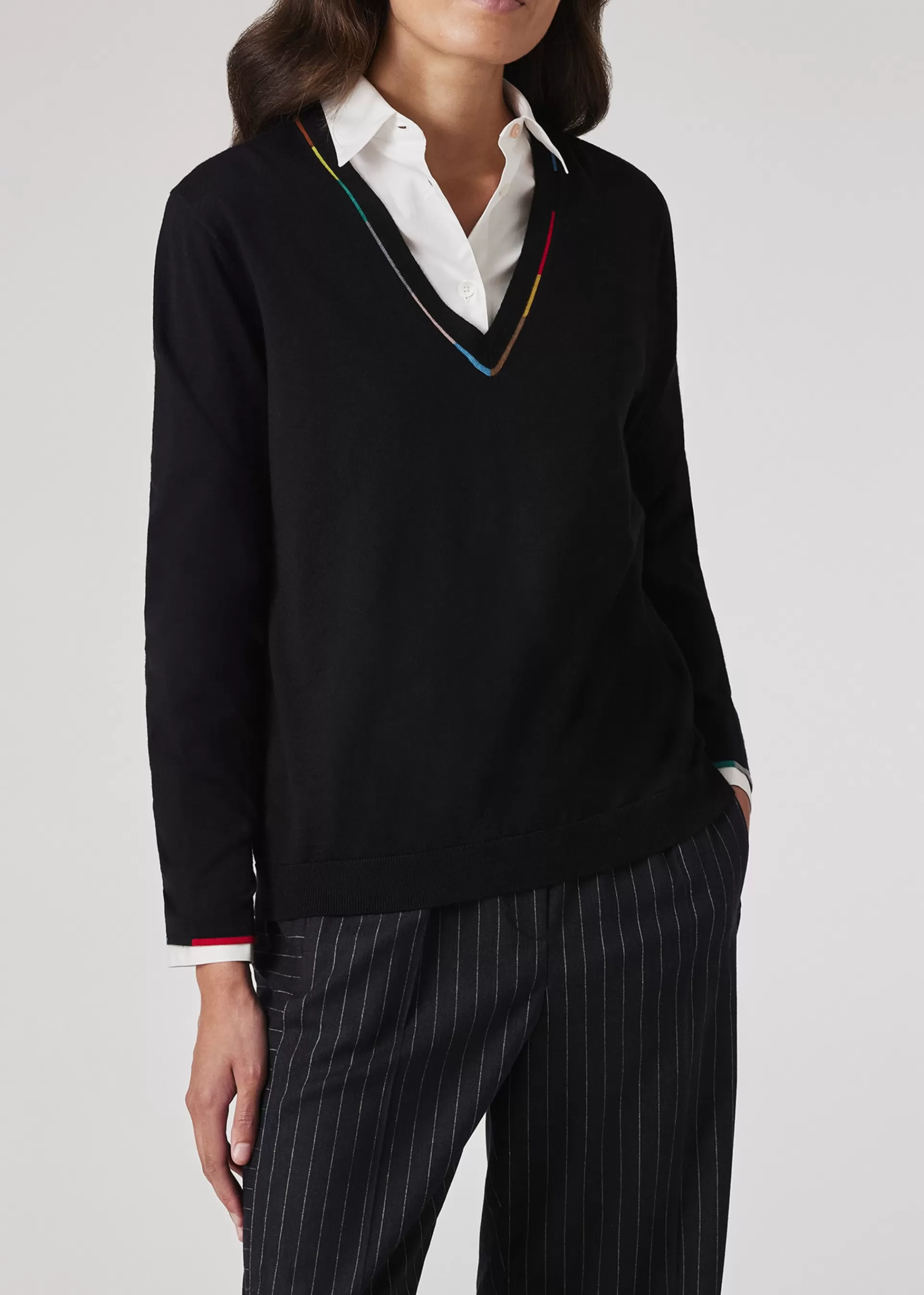 Women's Merino Knitted V Neck Sweater>Paul Smith Fashion