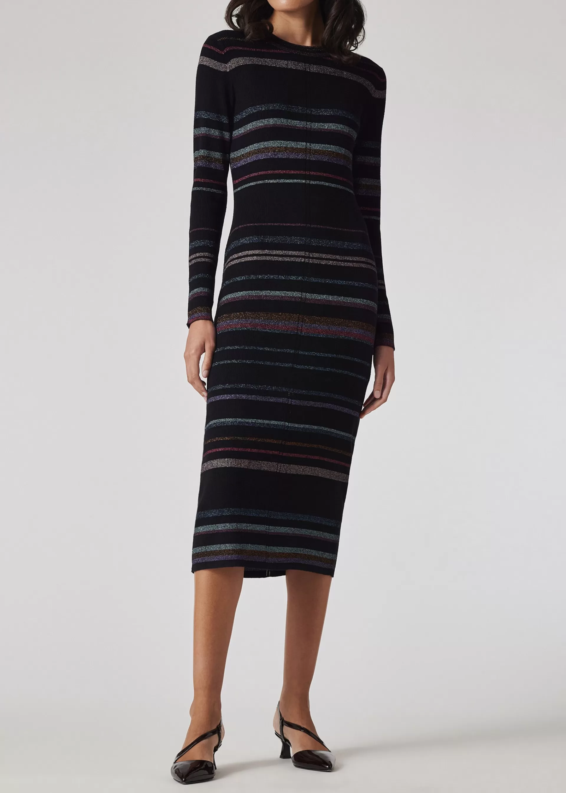 Women's 'Midnight Swirl' Glitter Stripe Knitted Dress>Paul Smith Shop