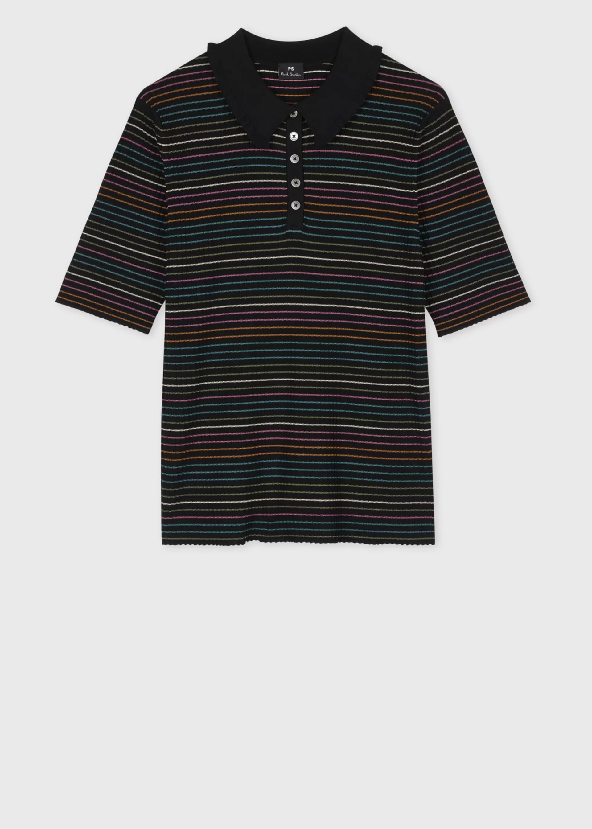 Women's Black Multicoloured Stripe Polo Shirt>Paul Smith Sale