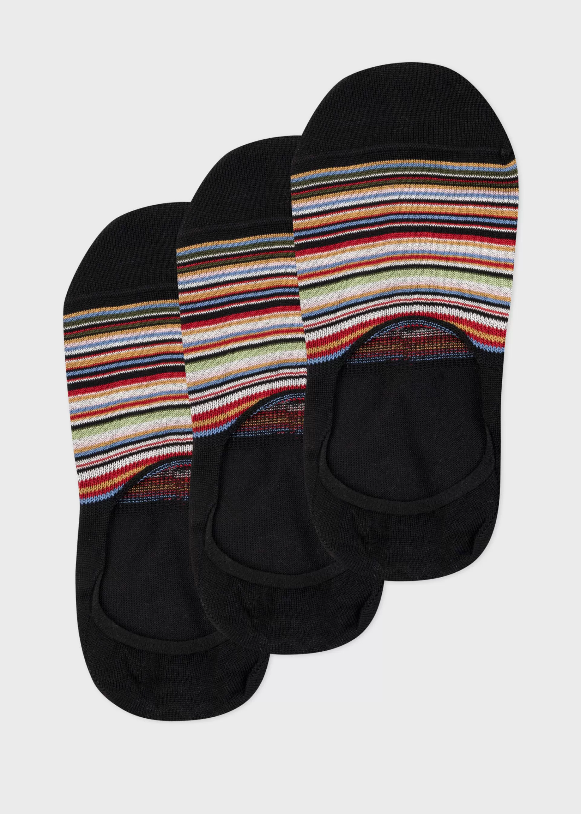 Women's Black 'Signature Stripe' Loafer Socks Three Pack>Paul Smith Discount