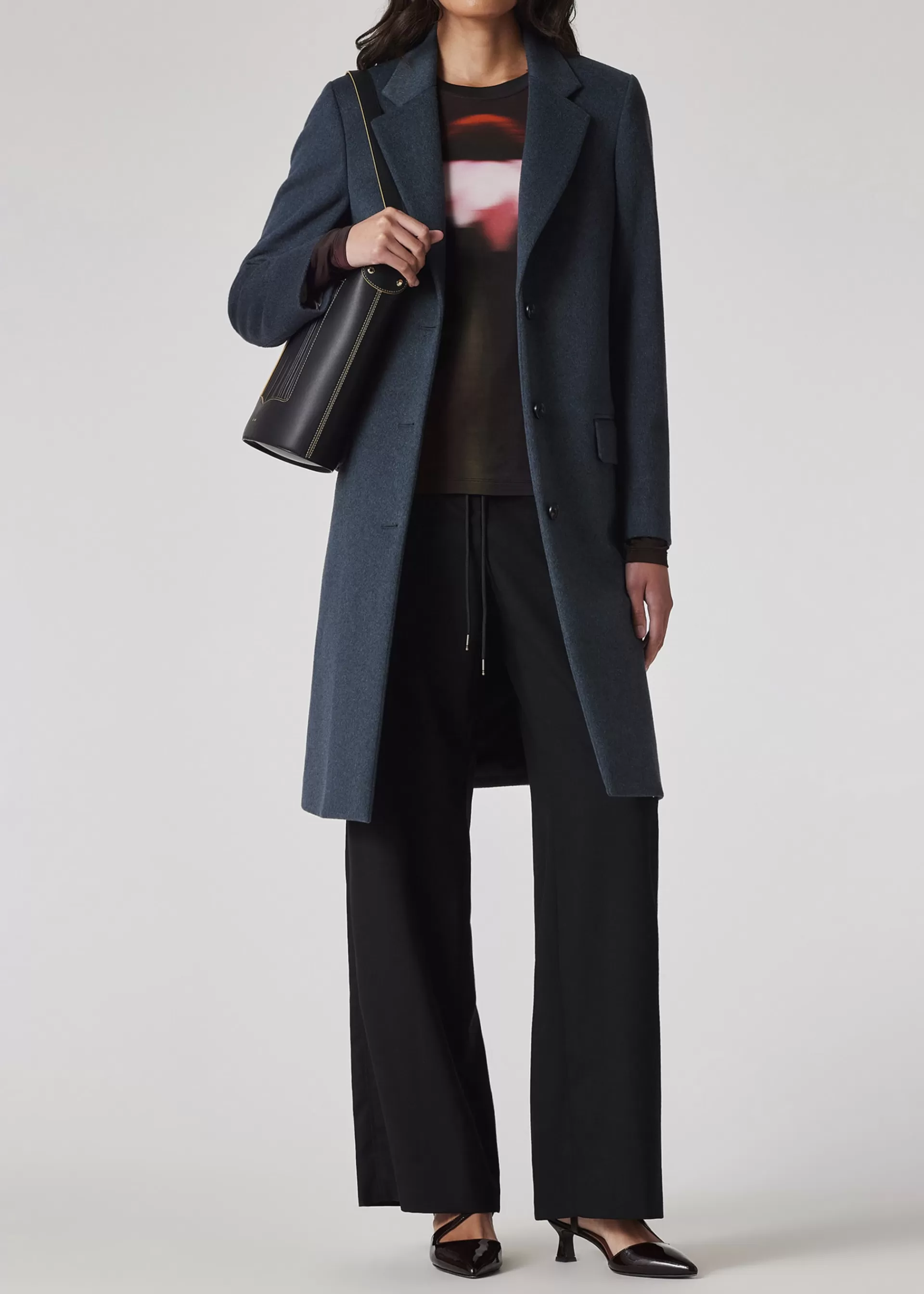 Women's Blue Melange Wool-Cashmere Epsom Coat>Paul Smith Sale