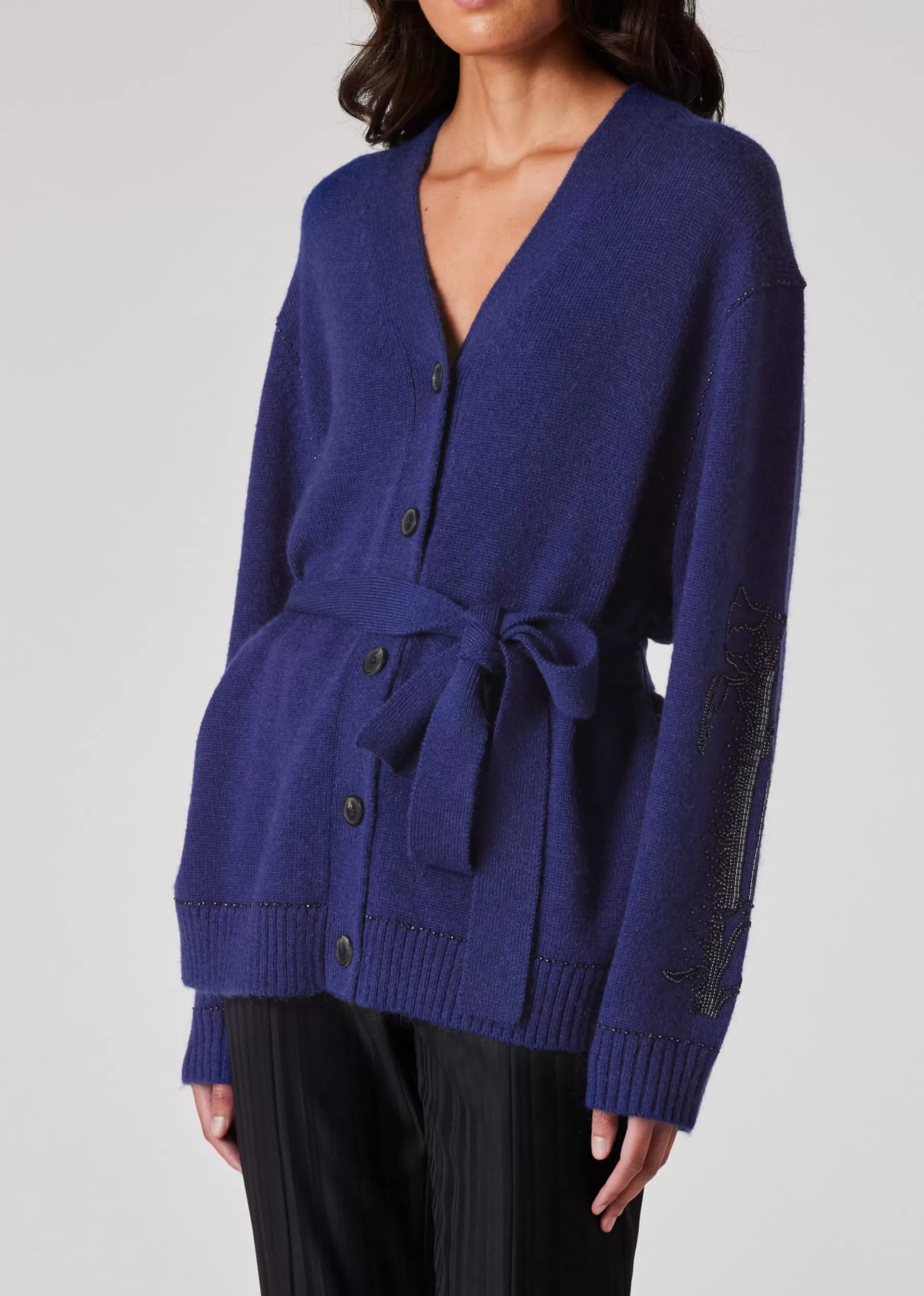 Women's Bright Navy Mohair-Blend Embroidered Oversized Cardigan>Paul Smith Sale