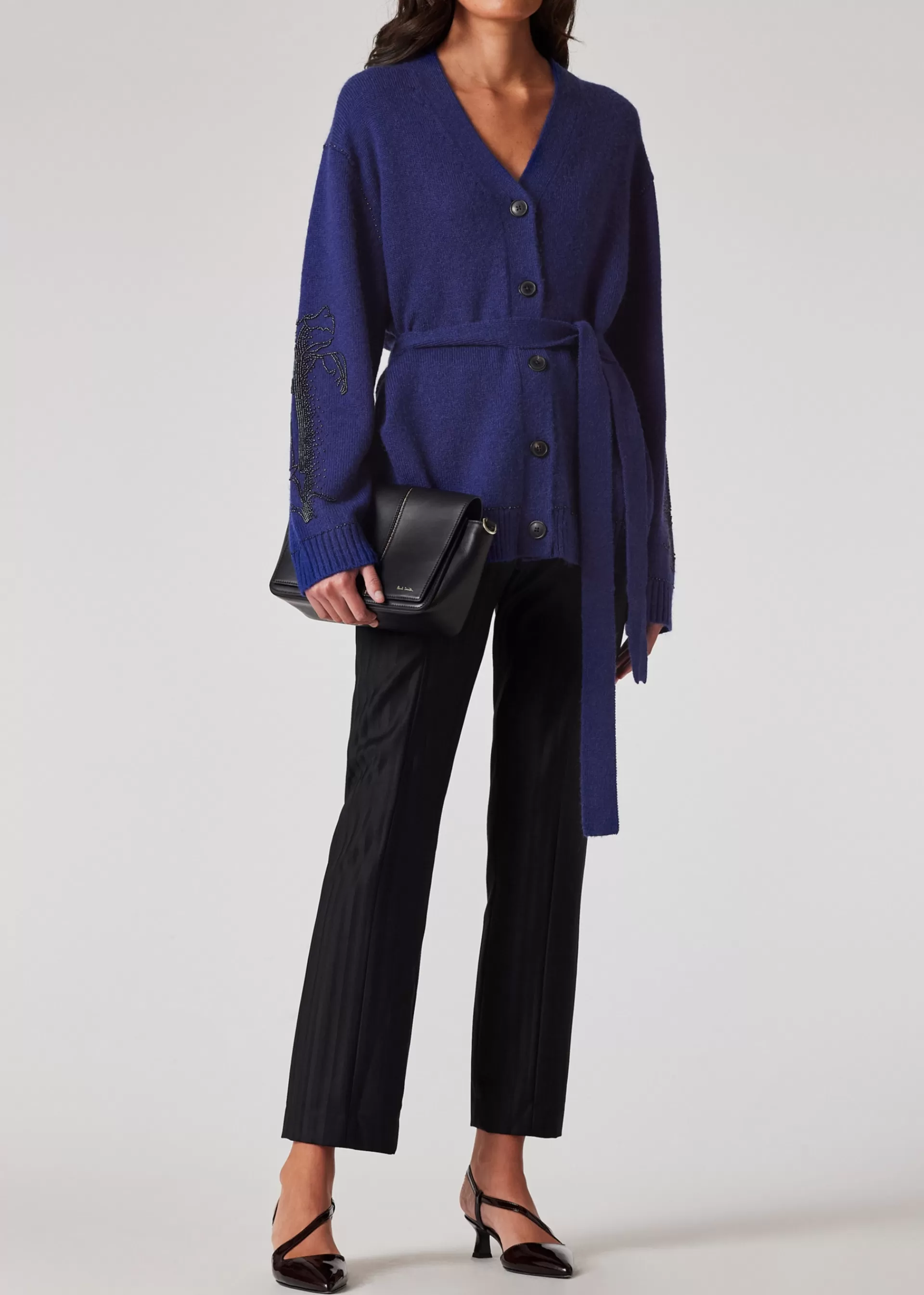 Women's Bright Navy Mohair-Blend Embroidered Oversized Cardigan>Paul Smith Sale