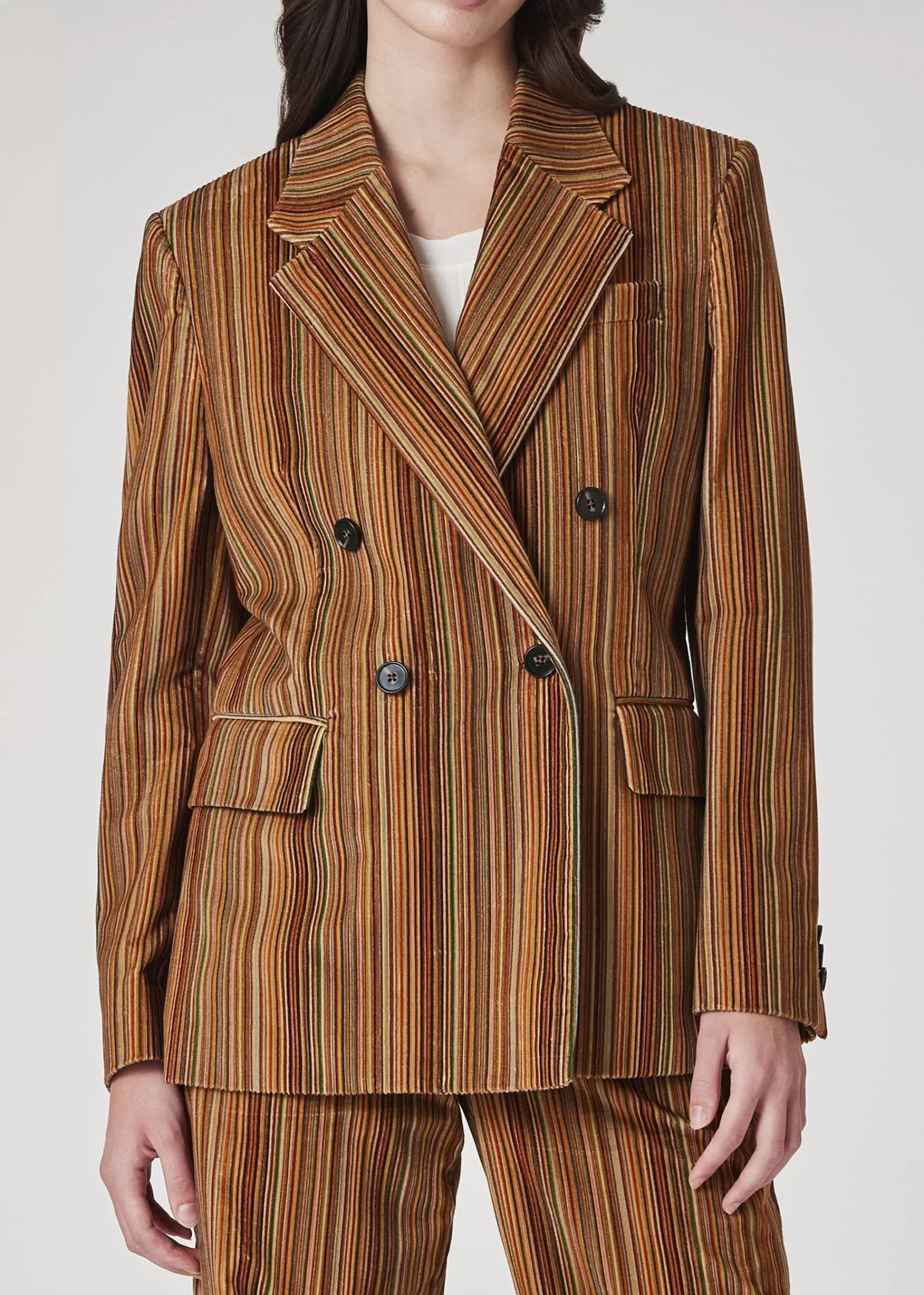 Women's Cord 'Signature Stripe' Double Breasted Blazer>Paul Smith Clearance