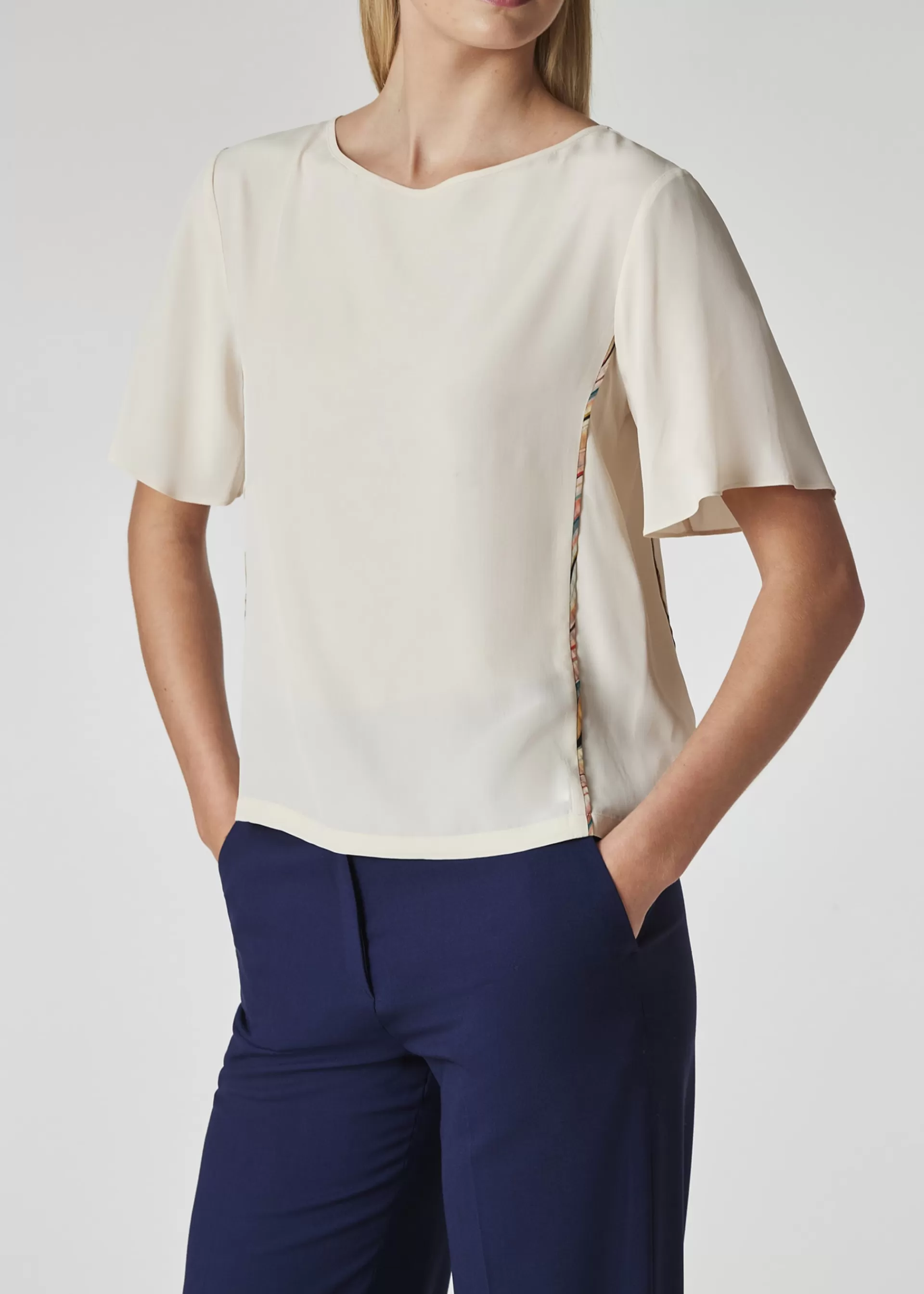 Women's Cream Silk-Blend 'Swirl Piping' Top>Paul Smith Shop