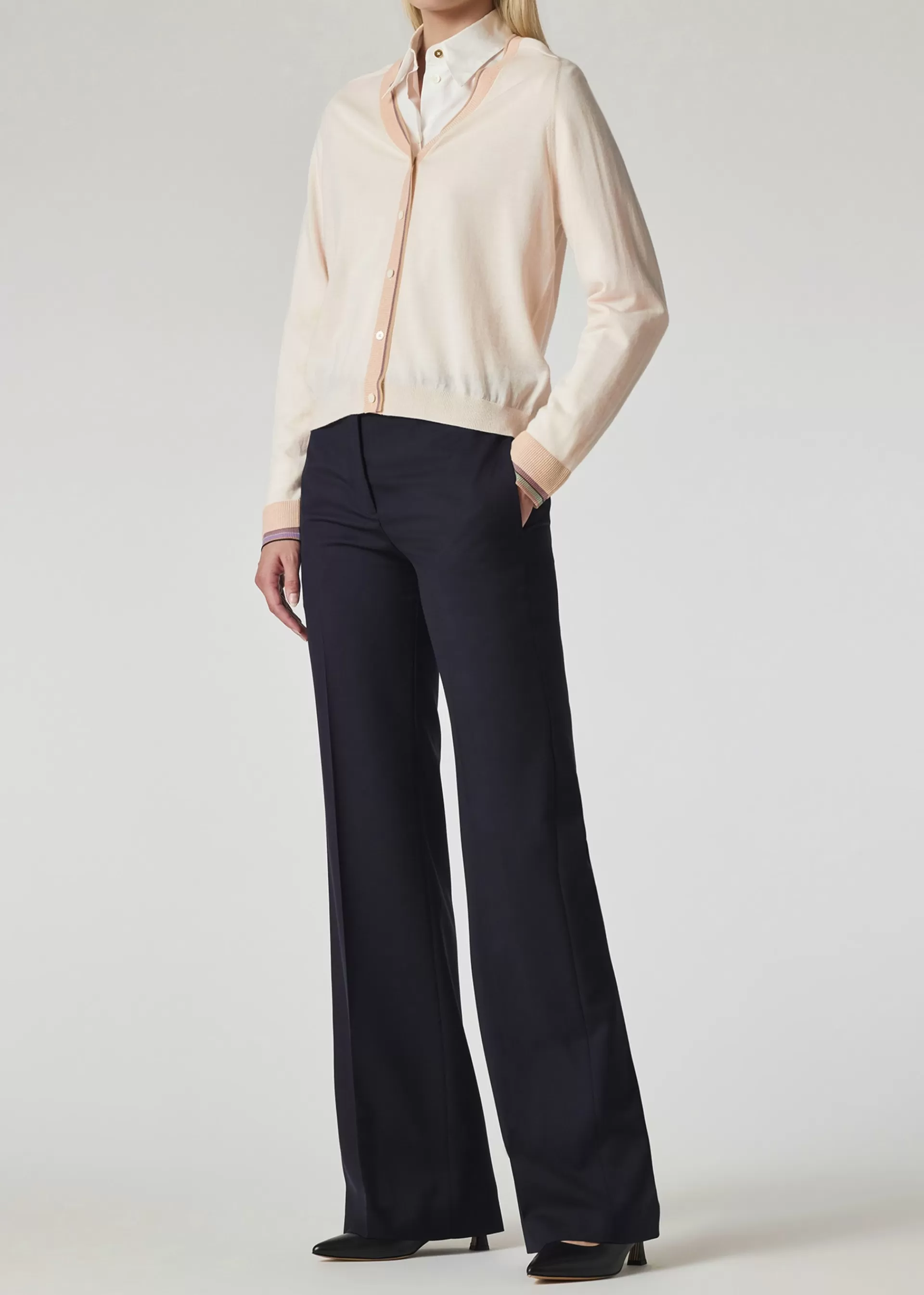 Women's V-Neck Cardigan with Sheer Trims>Paul Smith Sale