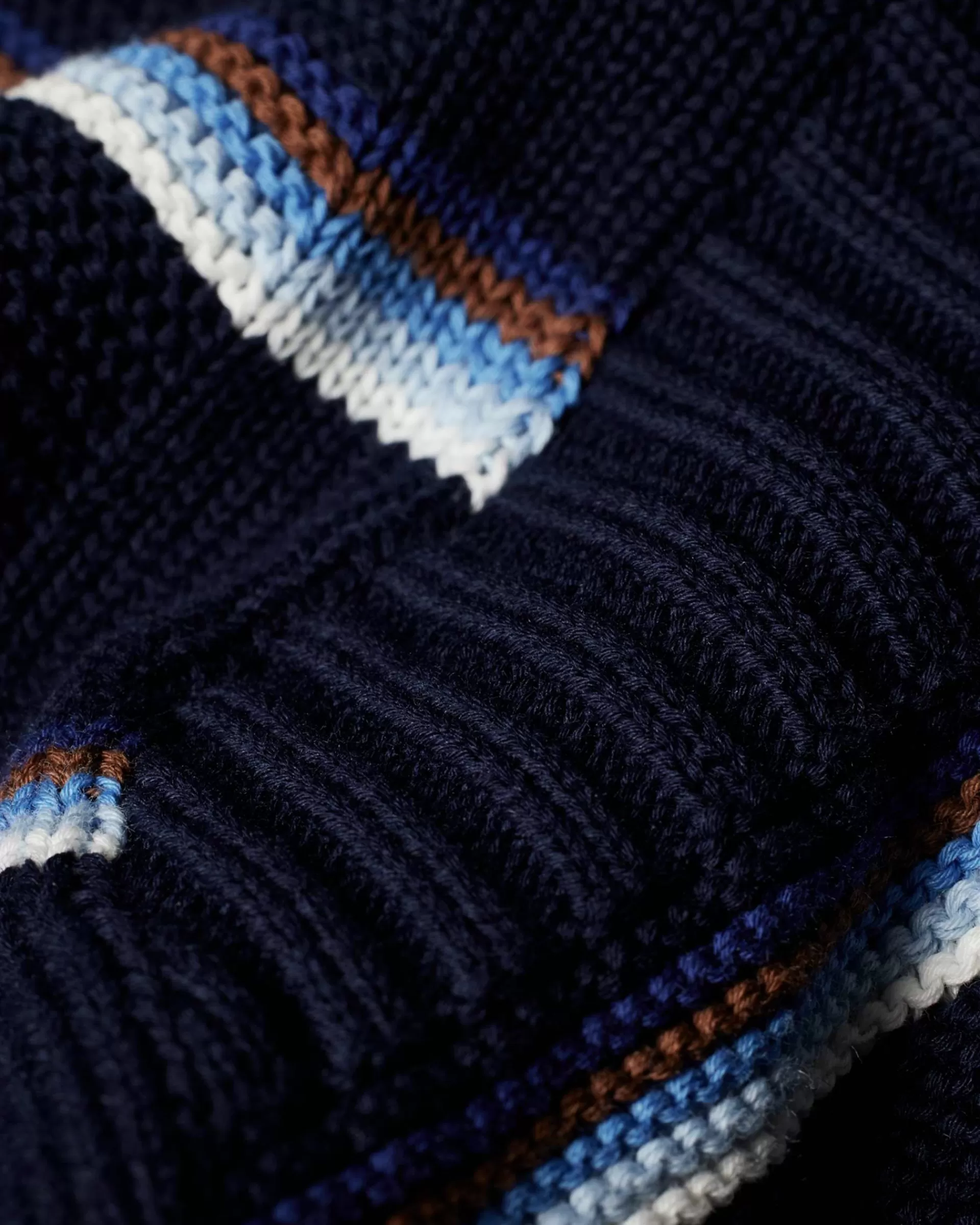 Women's Dark Blue Organic Cotton Multi Stripe Crew Neck Sweater>Paul Smith Cheap