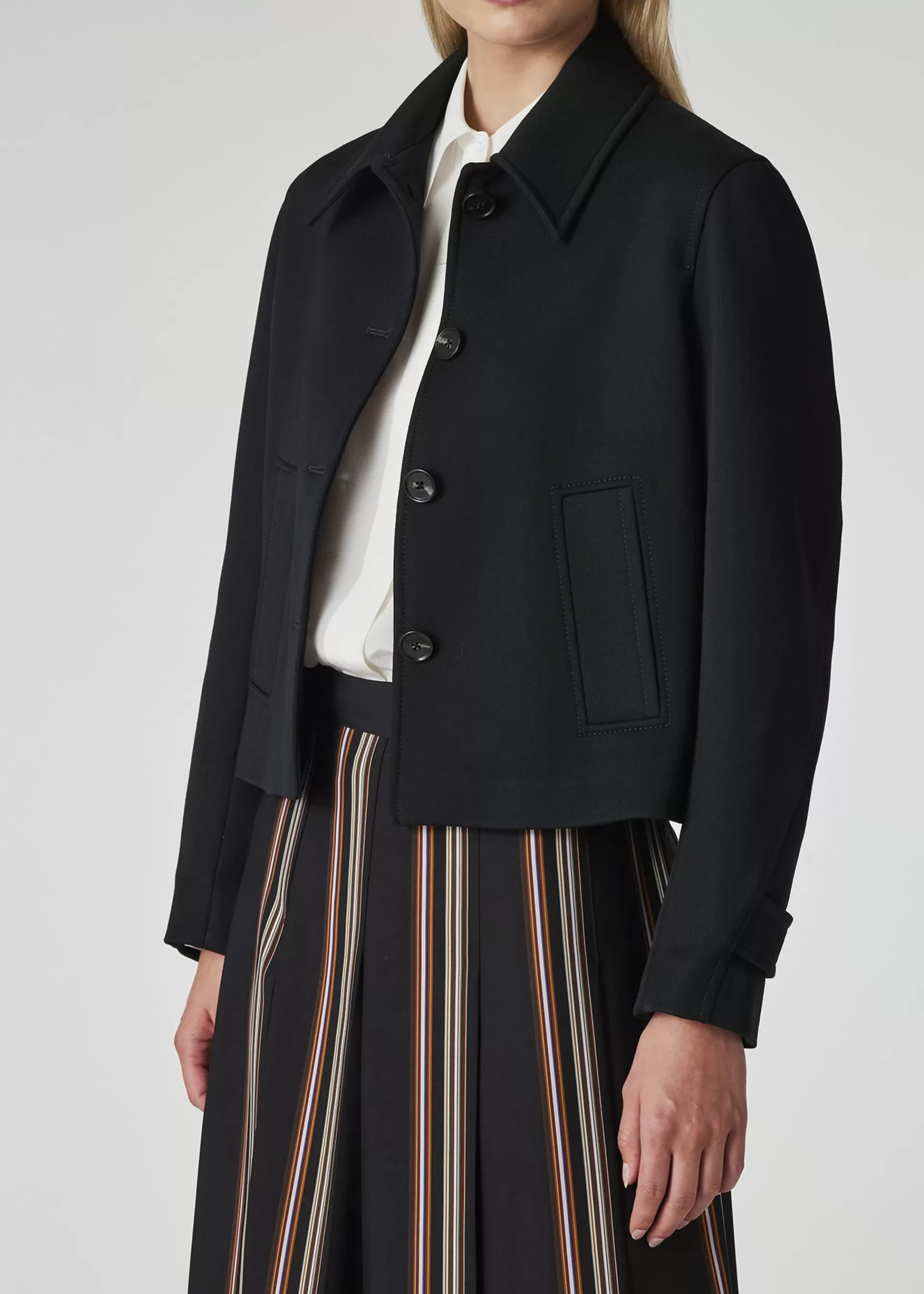 Women's Dark Green Cropped Wool Jacket>Paul Smith Online
