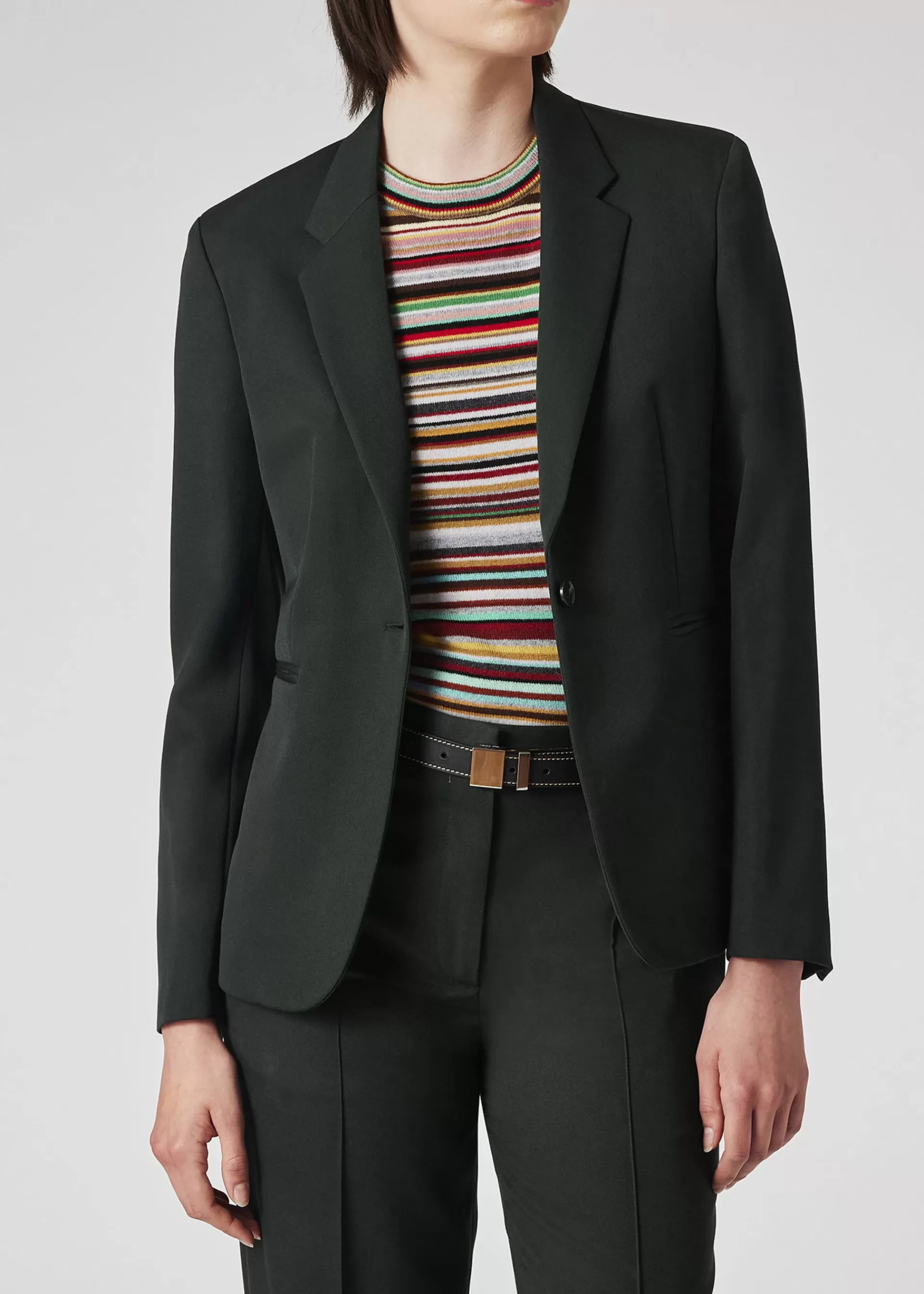 Women's Dark Green One-Button Wool Gabardine Blazer>Paul Smith Best