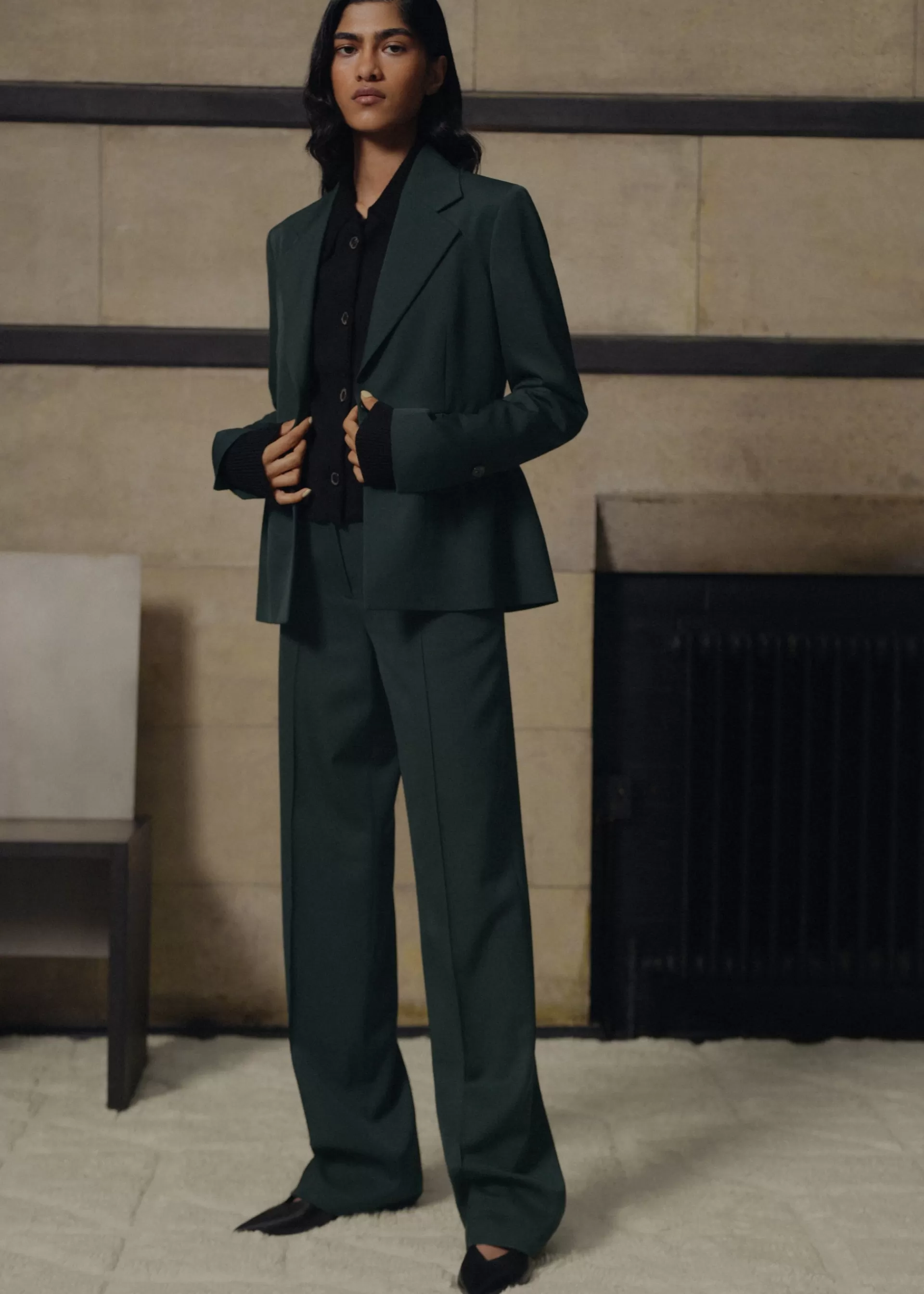 Women's Dark Green One-Button Wool Gabardine Blazer>Paul Smith Best