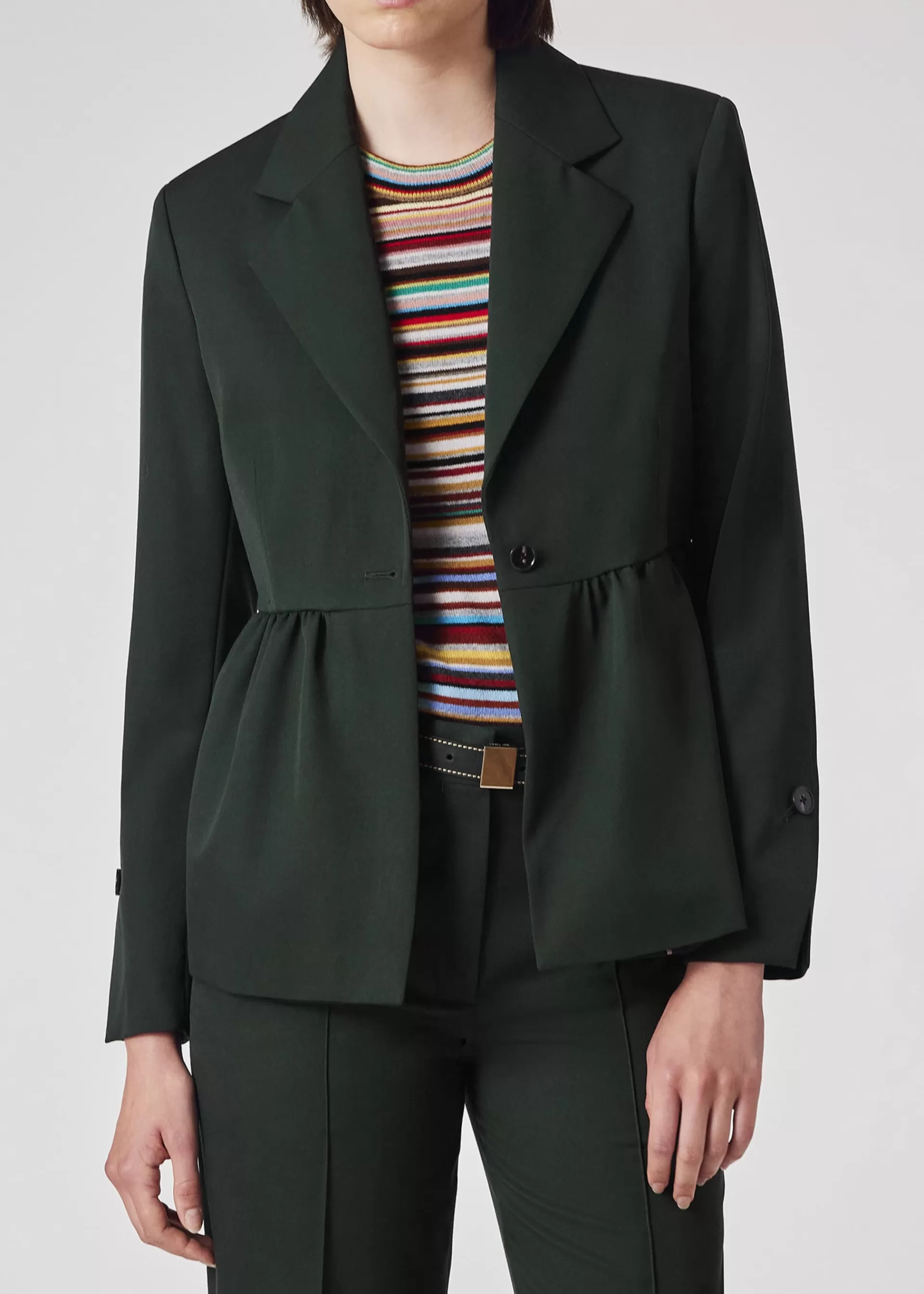 Women's Dark Green Wool Gabardine Peplum Jacket>Paul Smith Fashion